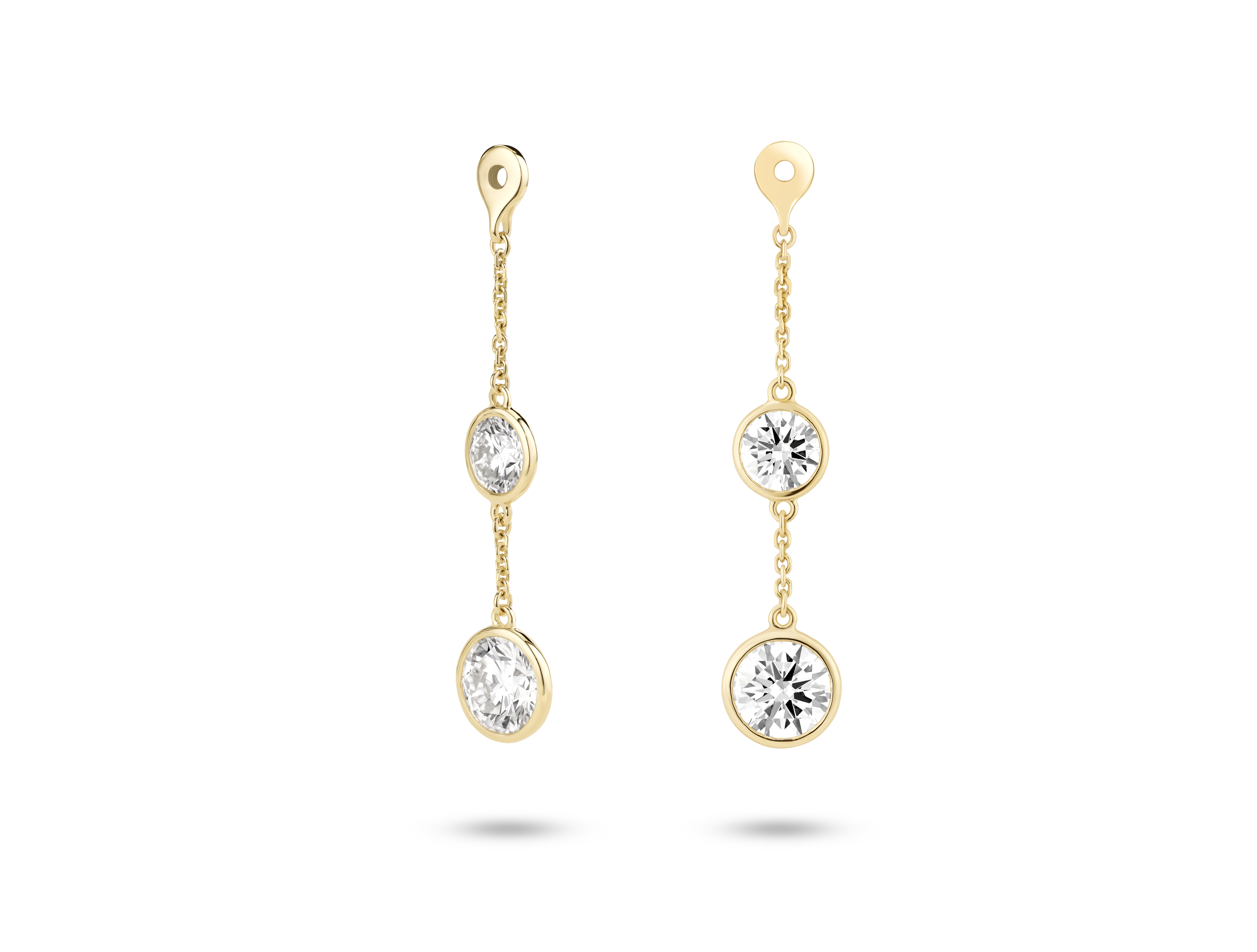 Lab-Grown Diamond 1½ct. tw. Round Brilliant Double Drop Bezel Ear Jacket Earrings | White