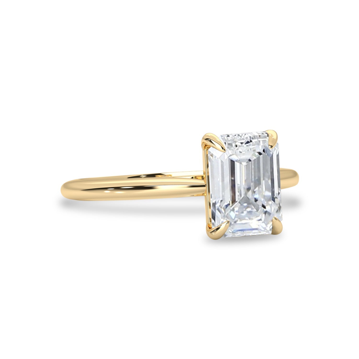 Vera Emerald Cut Solitaire Engagement Ring, Moissanite/Lab Grown Diamond