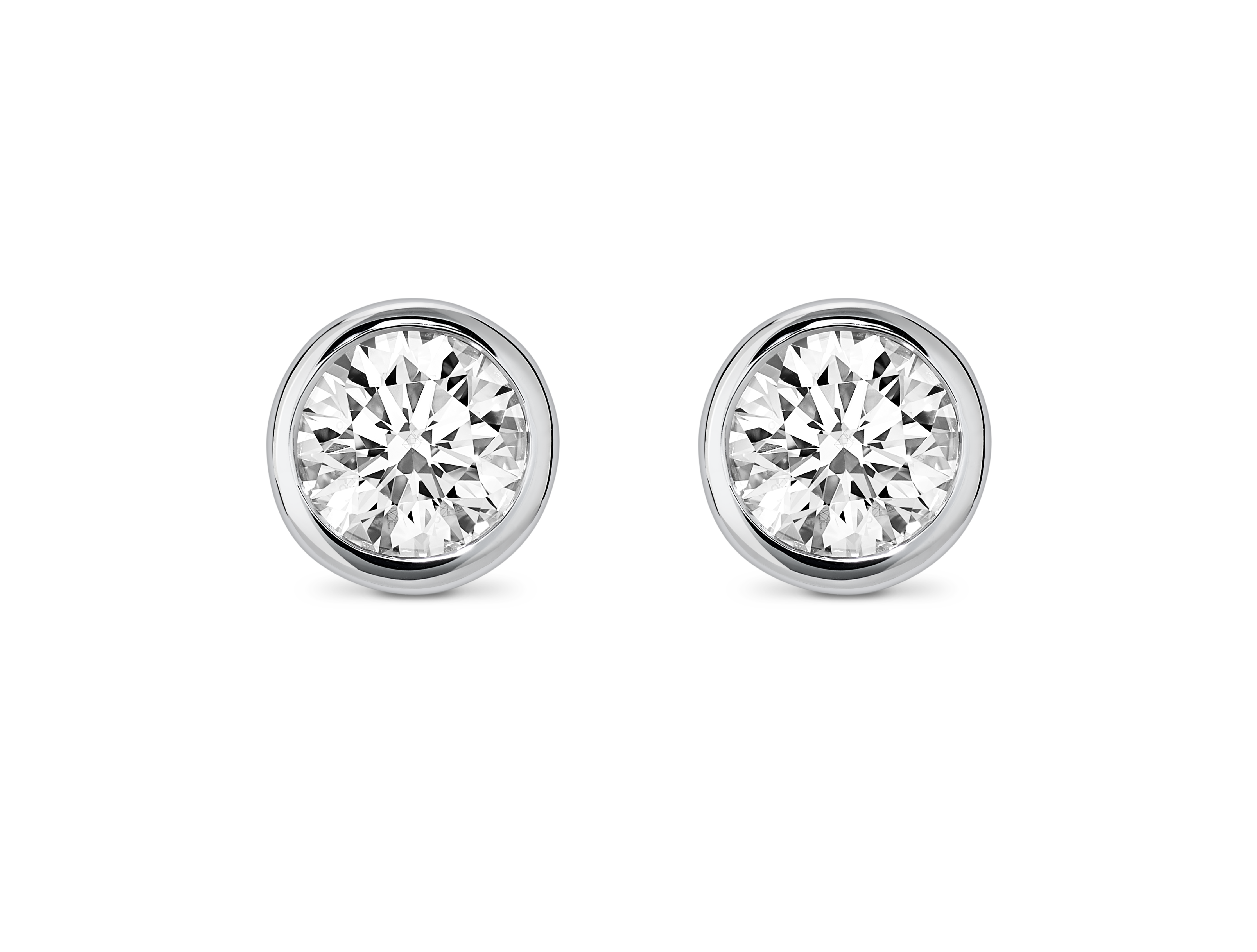 Basics Lab-Grown Diamond 1ct. tw. Round Brilliant Bezel Studs | White