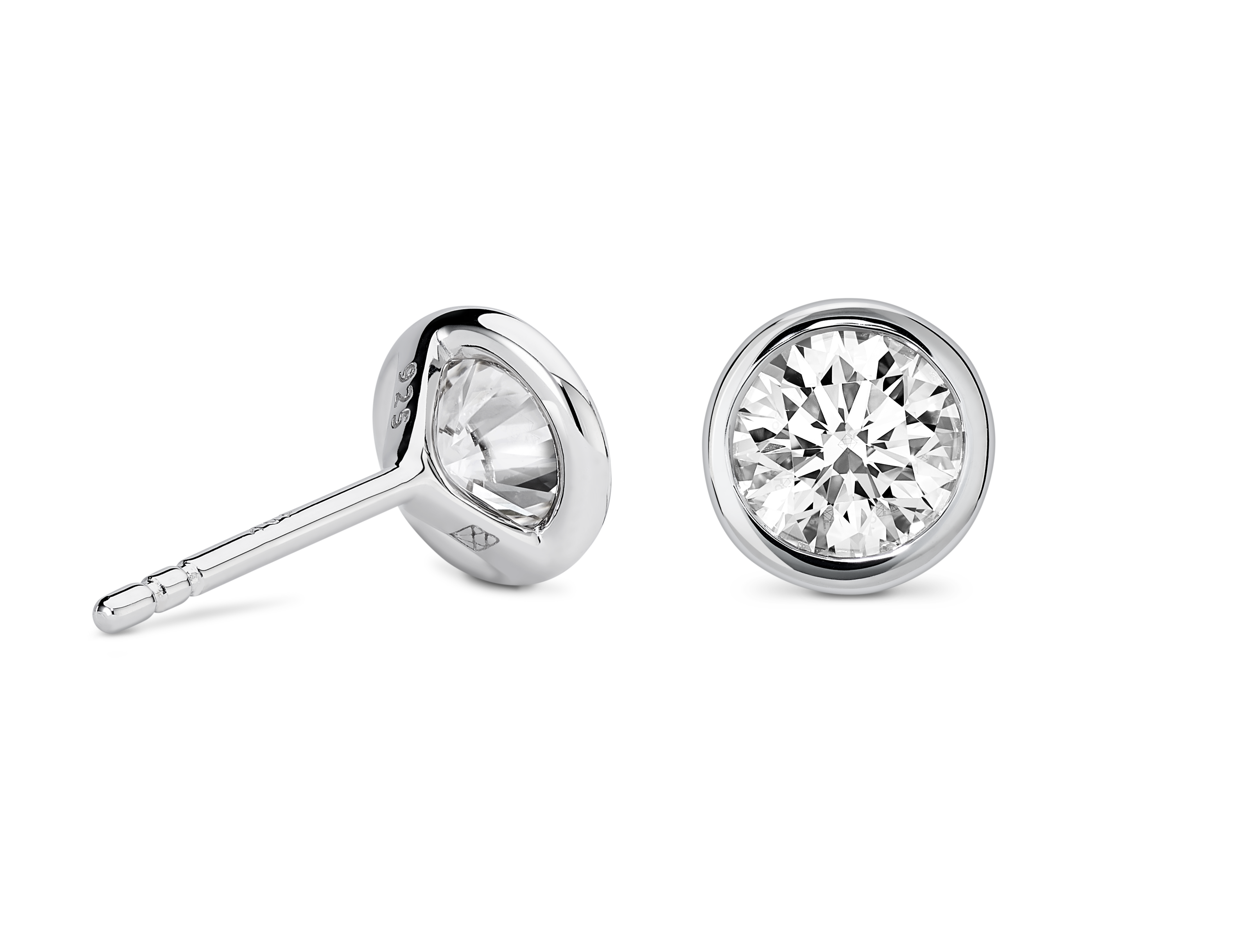 Basics Lab-Grown Diamond 1ct. tw. Round Brilliant Bezel Studs | White