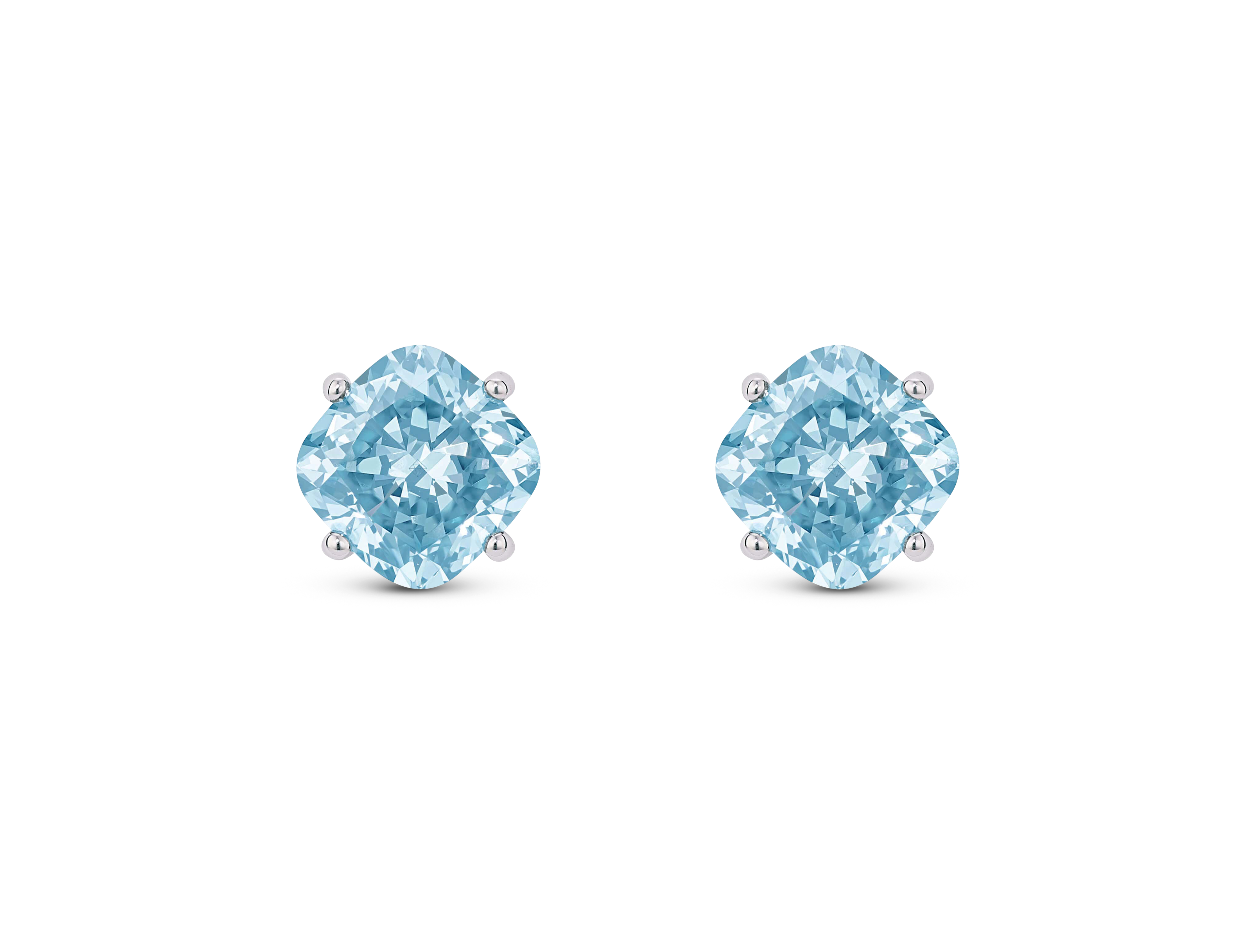 Lab-Grown Diamond 1½ct. tw. Cushion Cut 14k Gold Studs | Blue