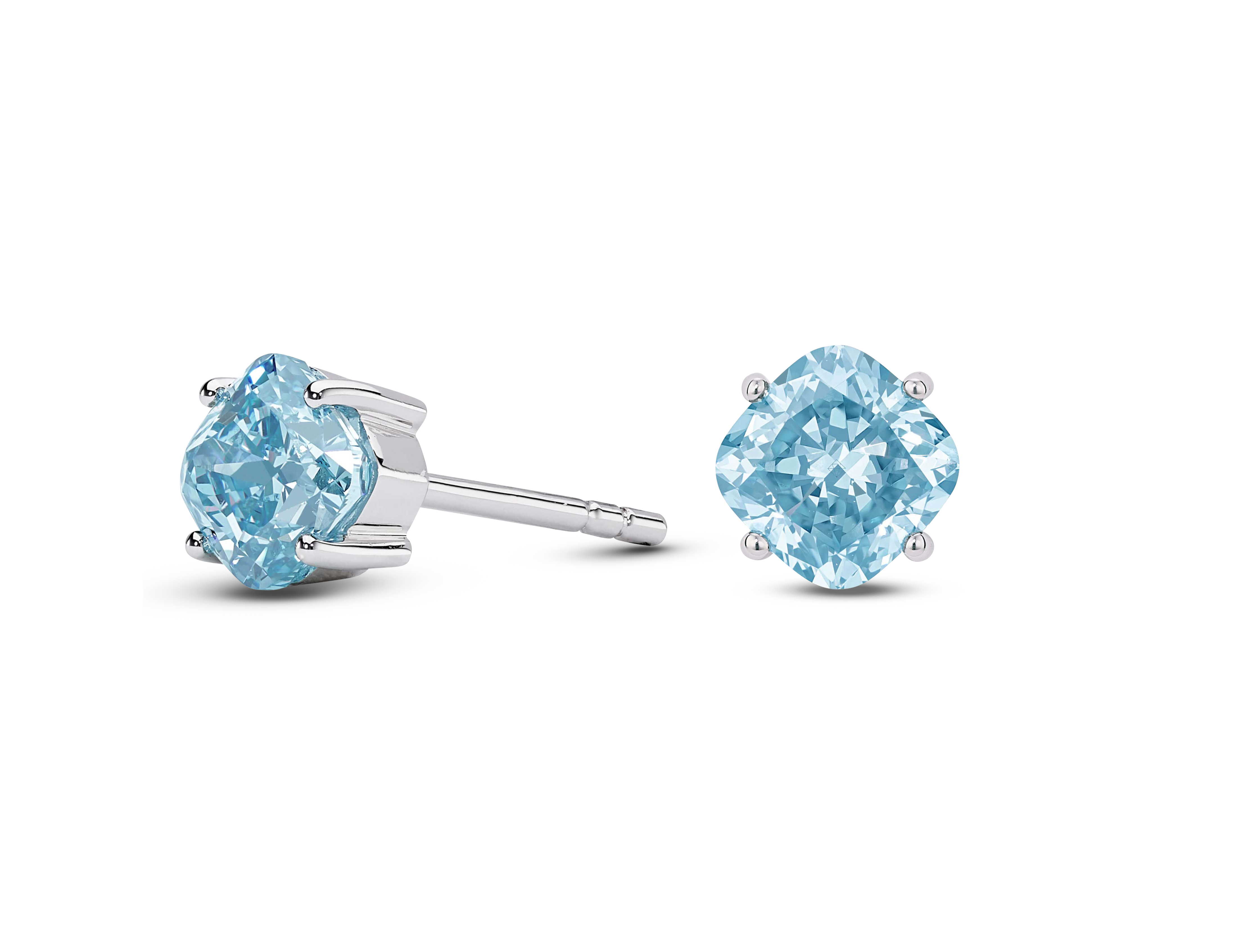 Lab-Grown Diamond 1½ct. tw. Cushion Cut 14k Gold Studs | Blue