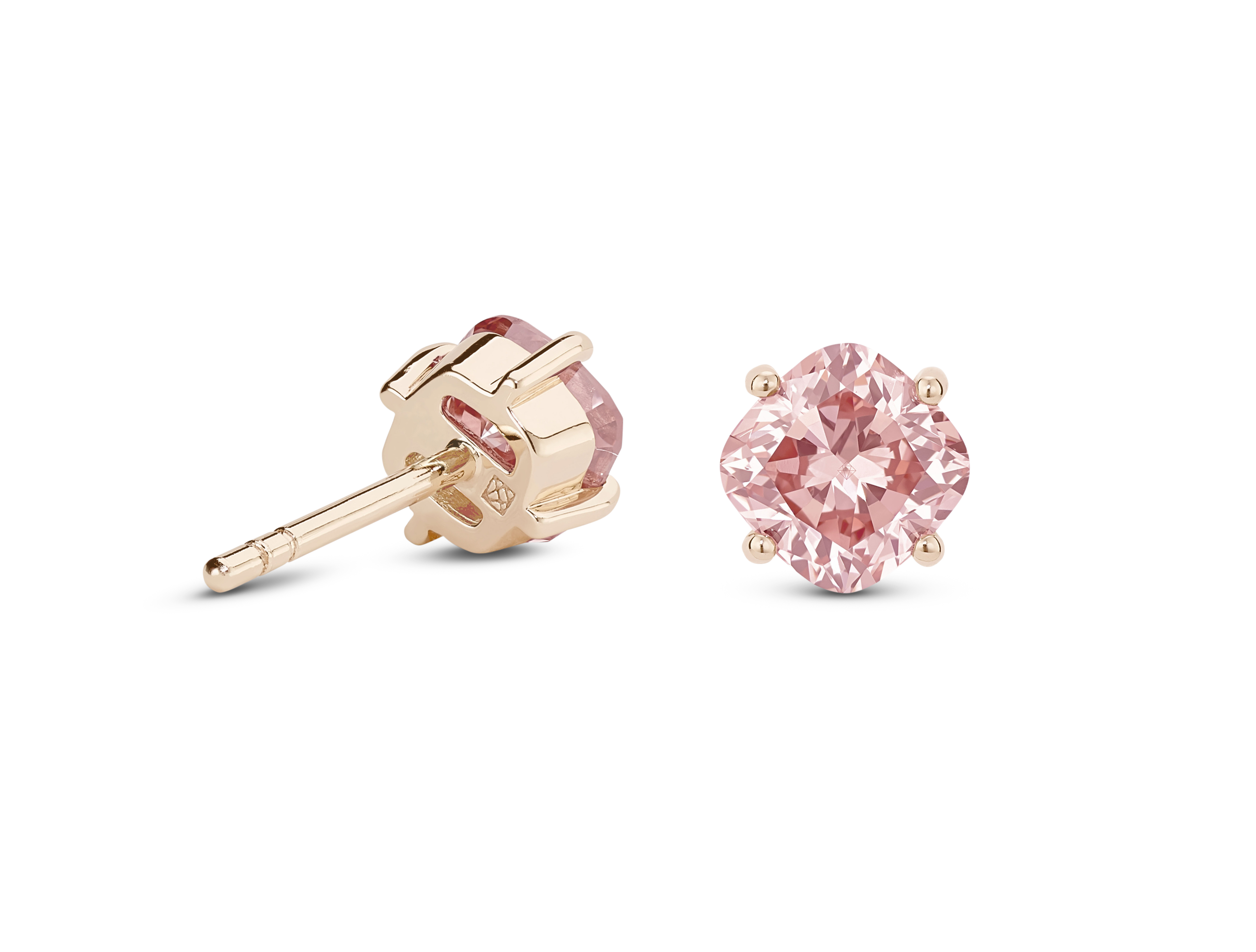 Lab-Grown Diamond 1½ct. tw. Cushion Cut 14k Gold Studs | Pink