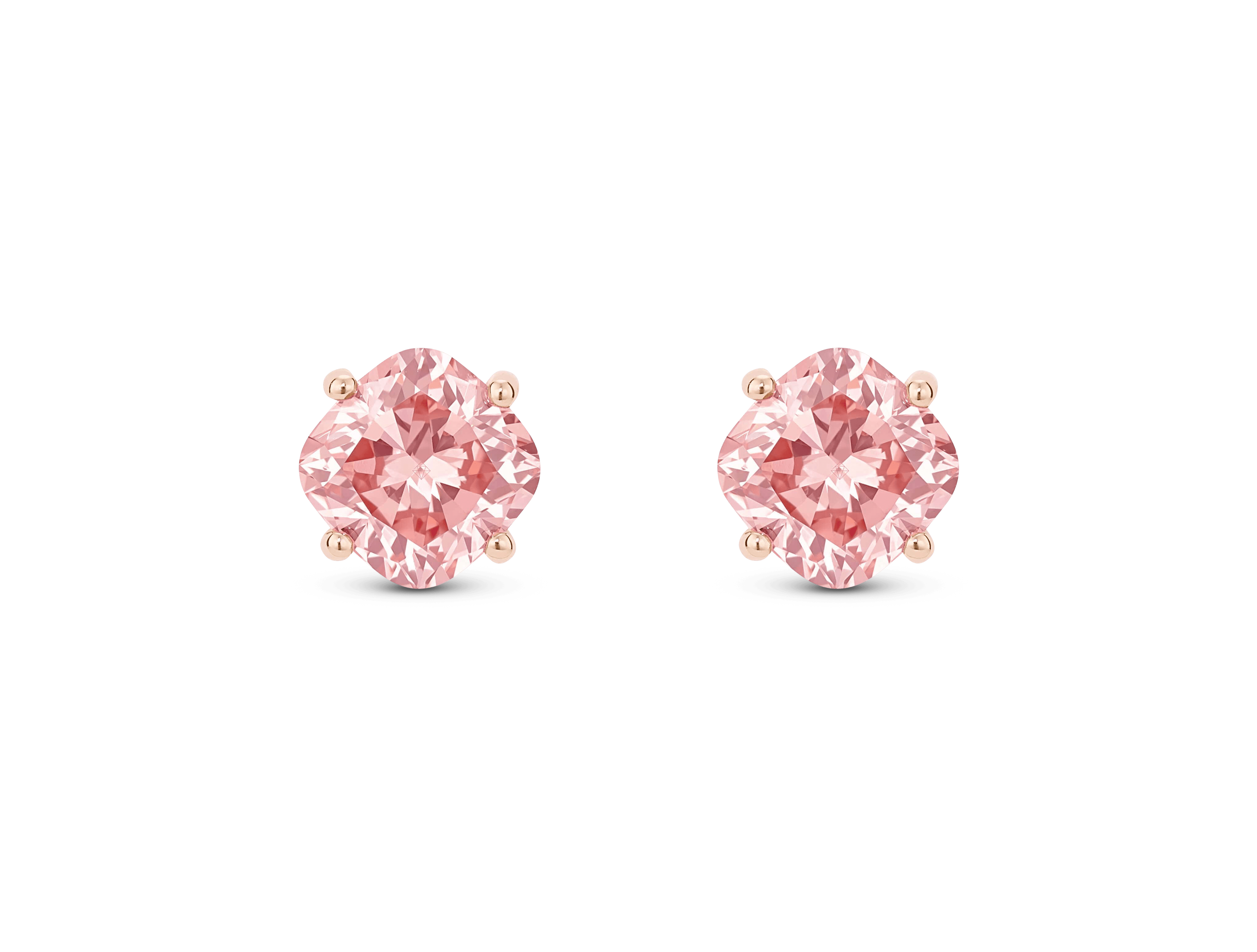 Lab-Grown Diamond 1½ct. tw. Cushion Cut 14k Gold Studs | Pink