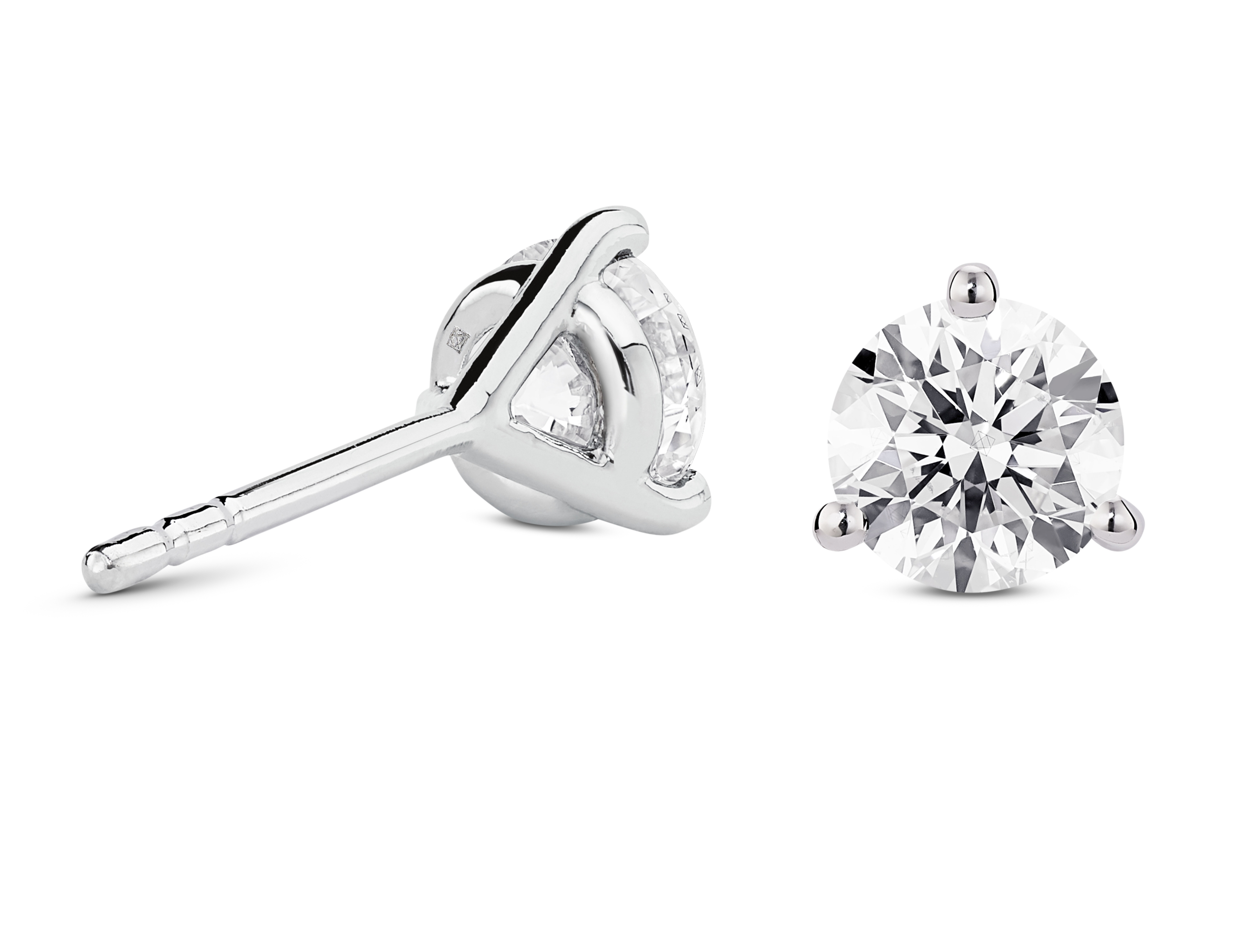 Lab-Grown Diamond 2ct. tw. Round Brilliant Solitaire 14k Gold Studs | White