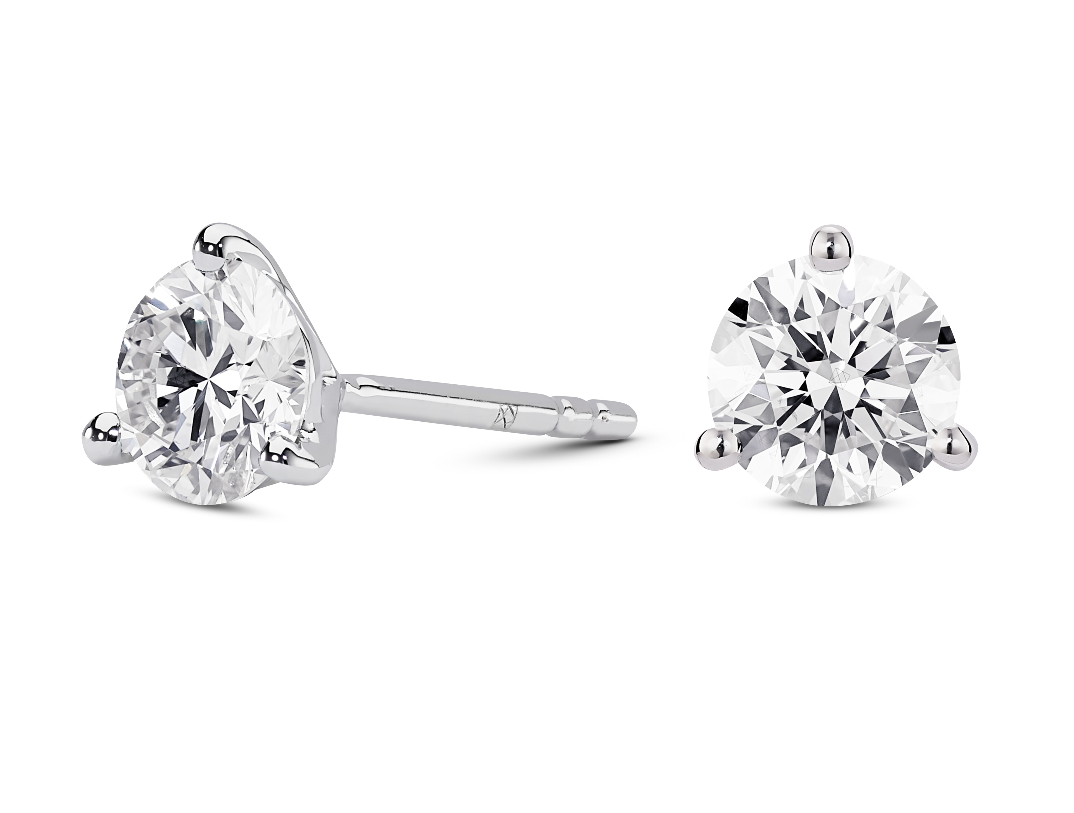 Lab-Grown Diamond 2ct. tw. Round Brilliant Solitaire 14k Gold Studs | White