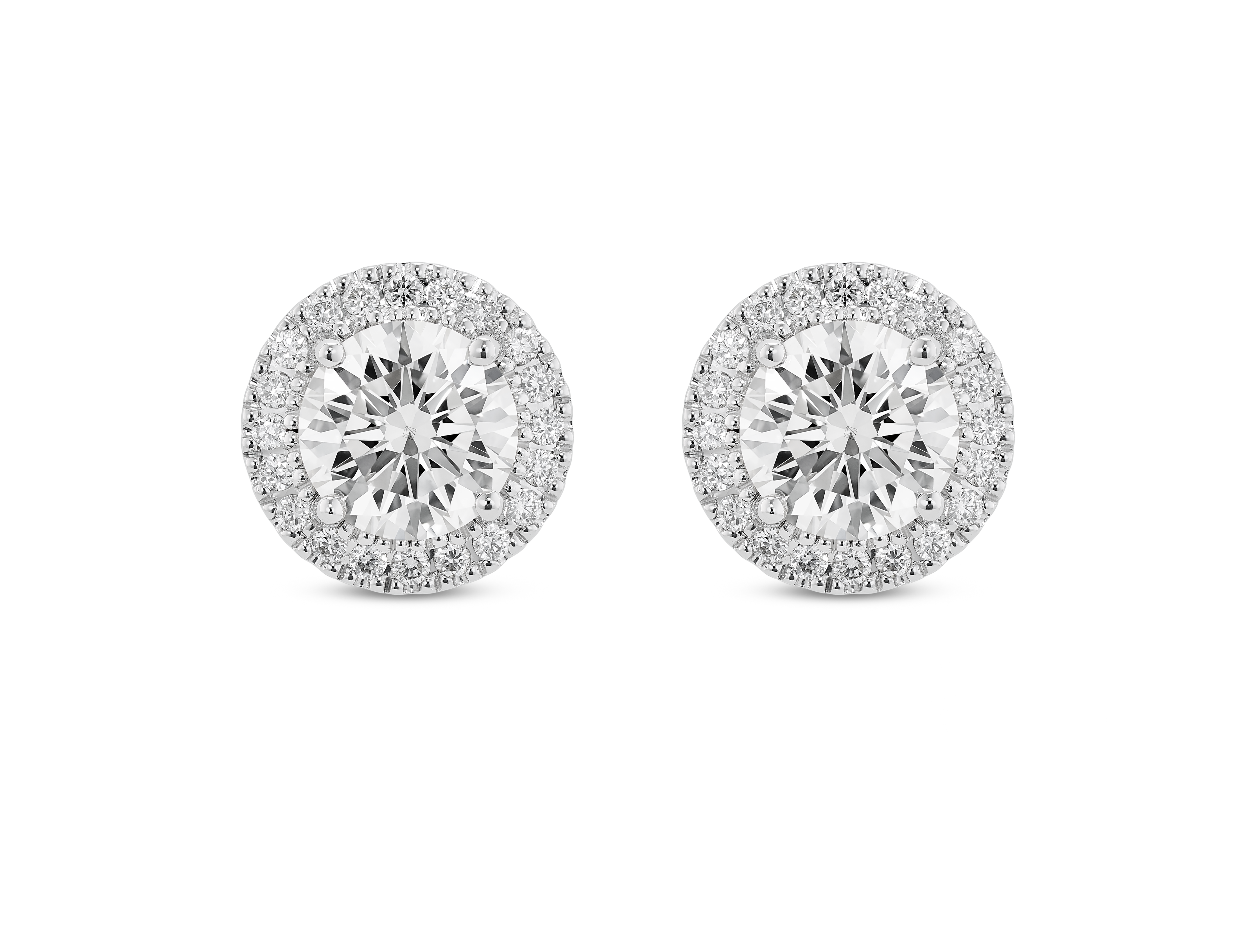 Lab-Grown Diamond 2ct. tw. Halo 14k Gold Earrings | White