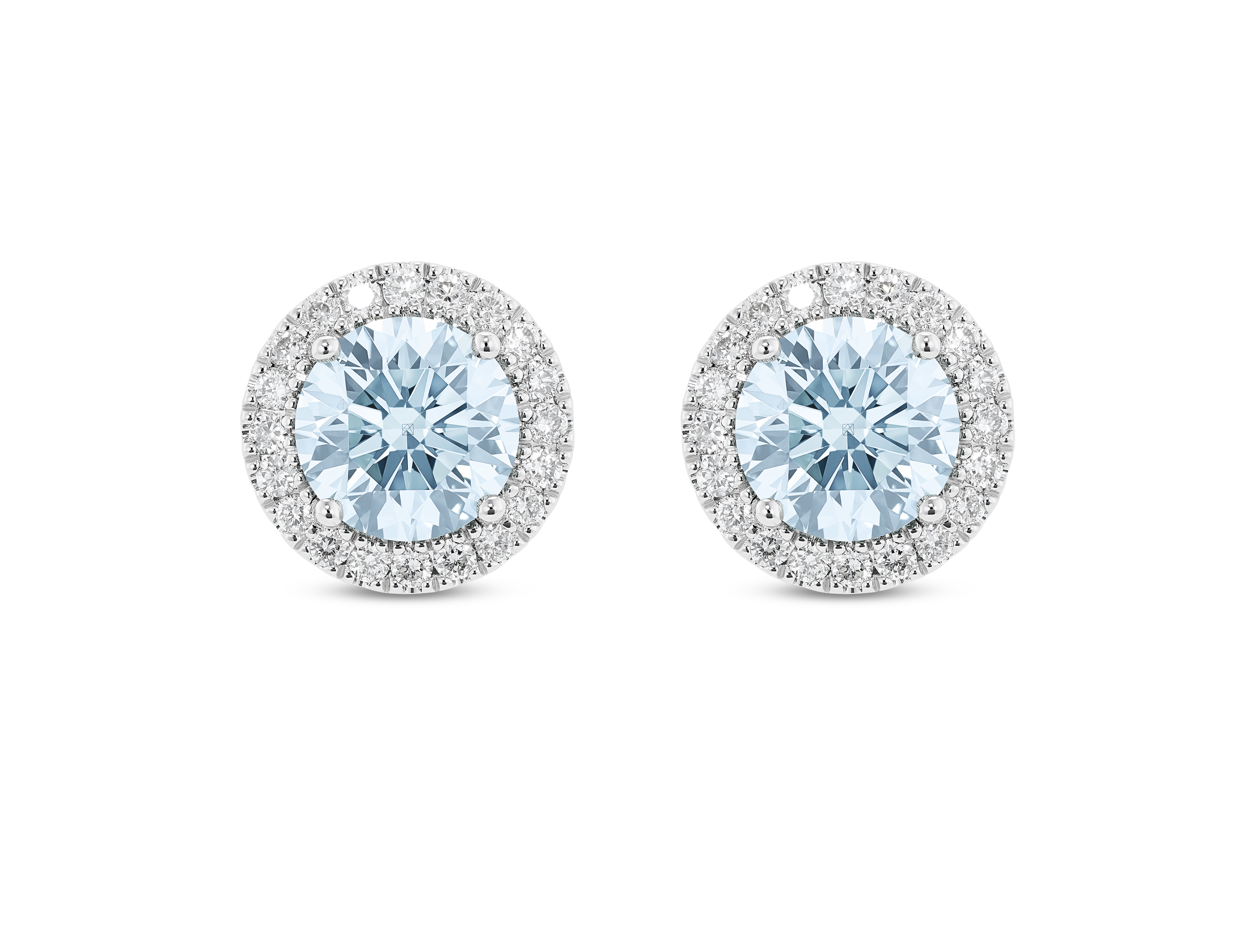 Lab-Grown Diamond 2ct. tw. Halo 14k Gold Earrings | Blue