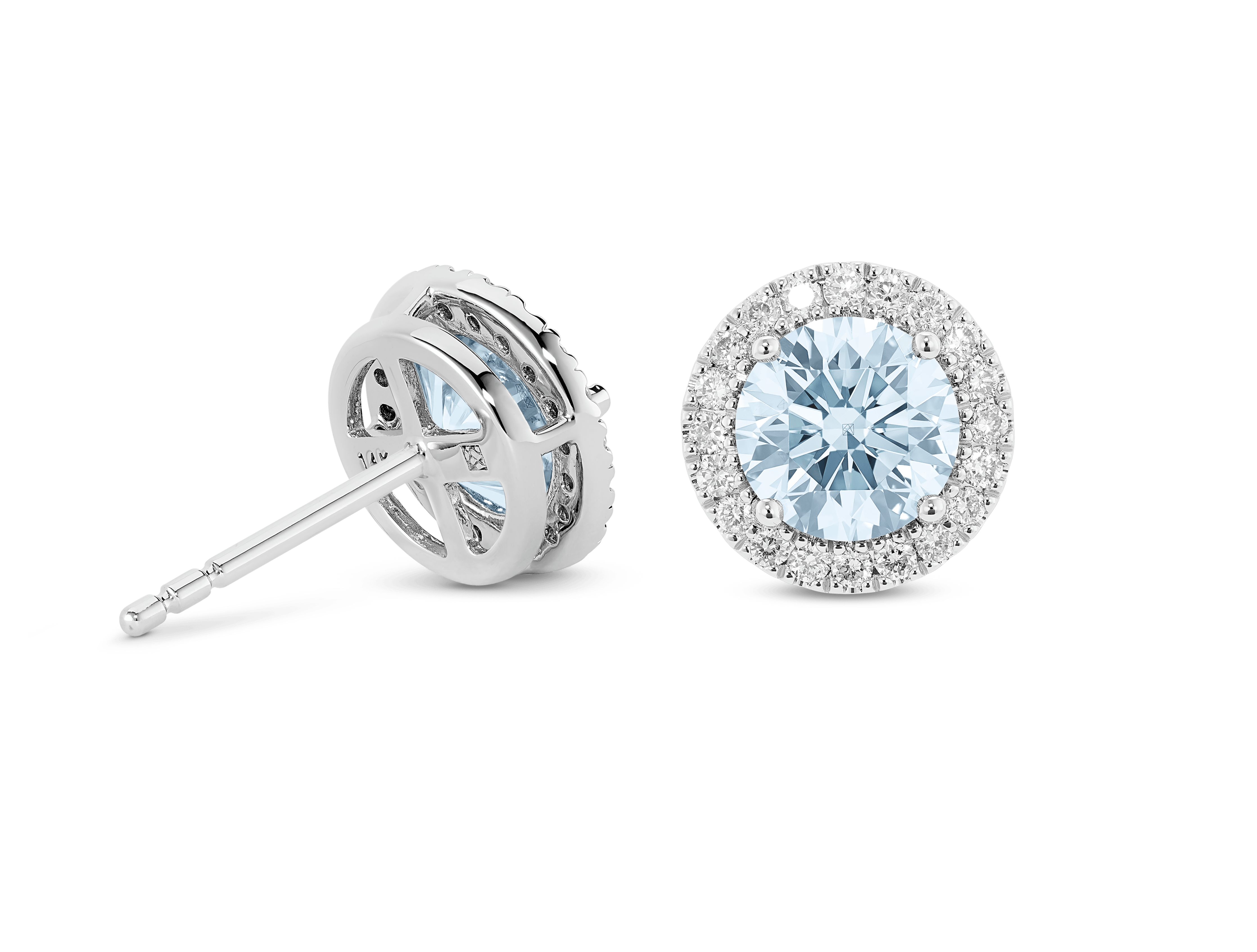 Lab-Grown Diamond 2ct. tw. Halo 14k Gold Earrings | Blue