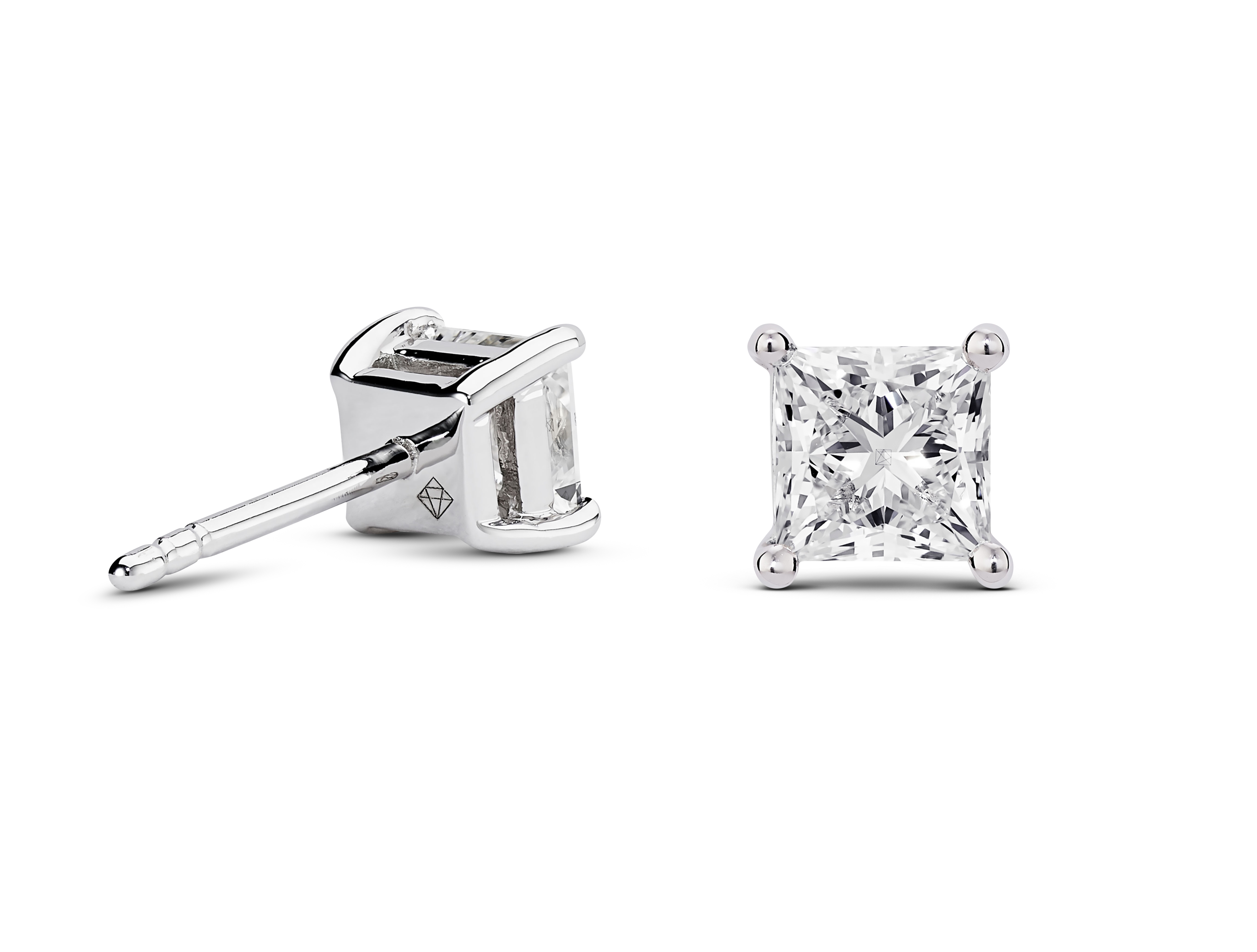 Lab-Grown Diamond 2ct. tw. Princess Studs | White