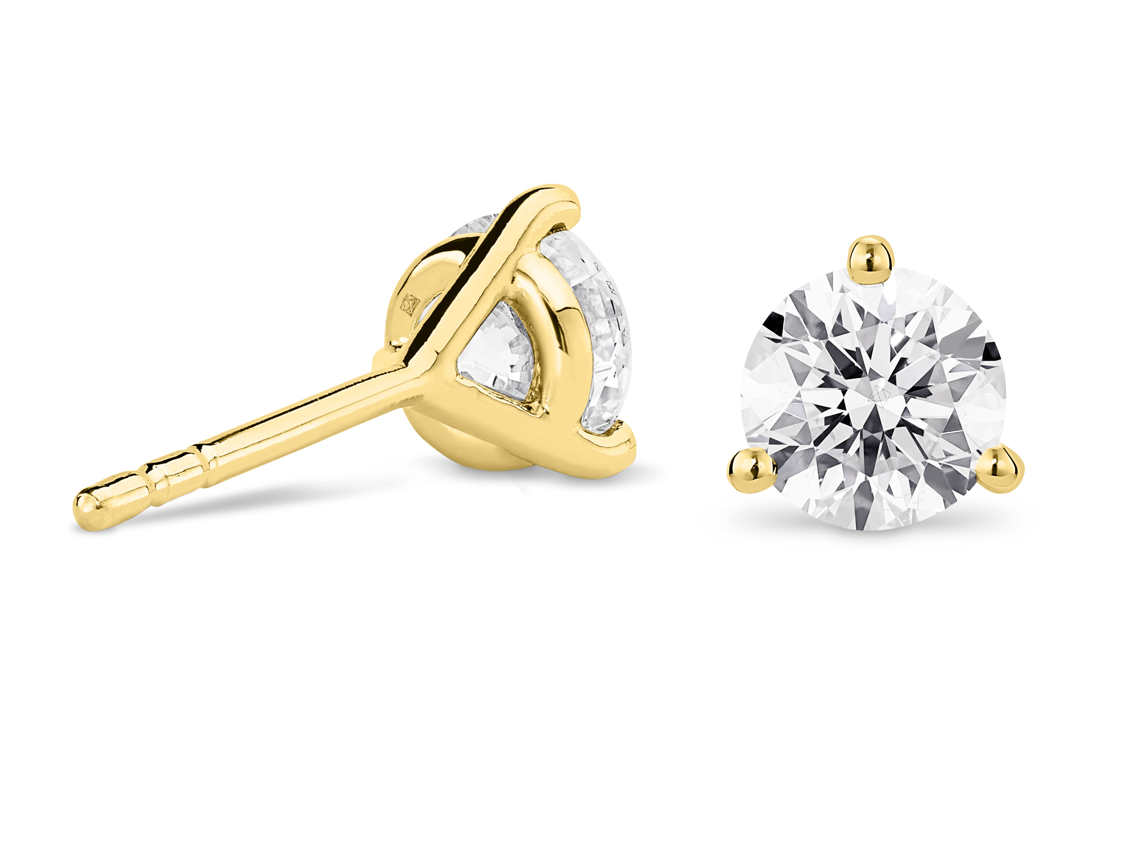 Lab-Grown Diamond 3ct. tw. Round Brilliant Studs and Pendant Yellow Gold Set | White