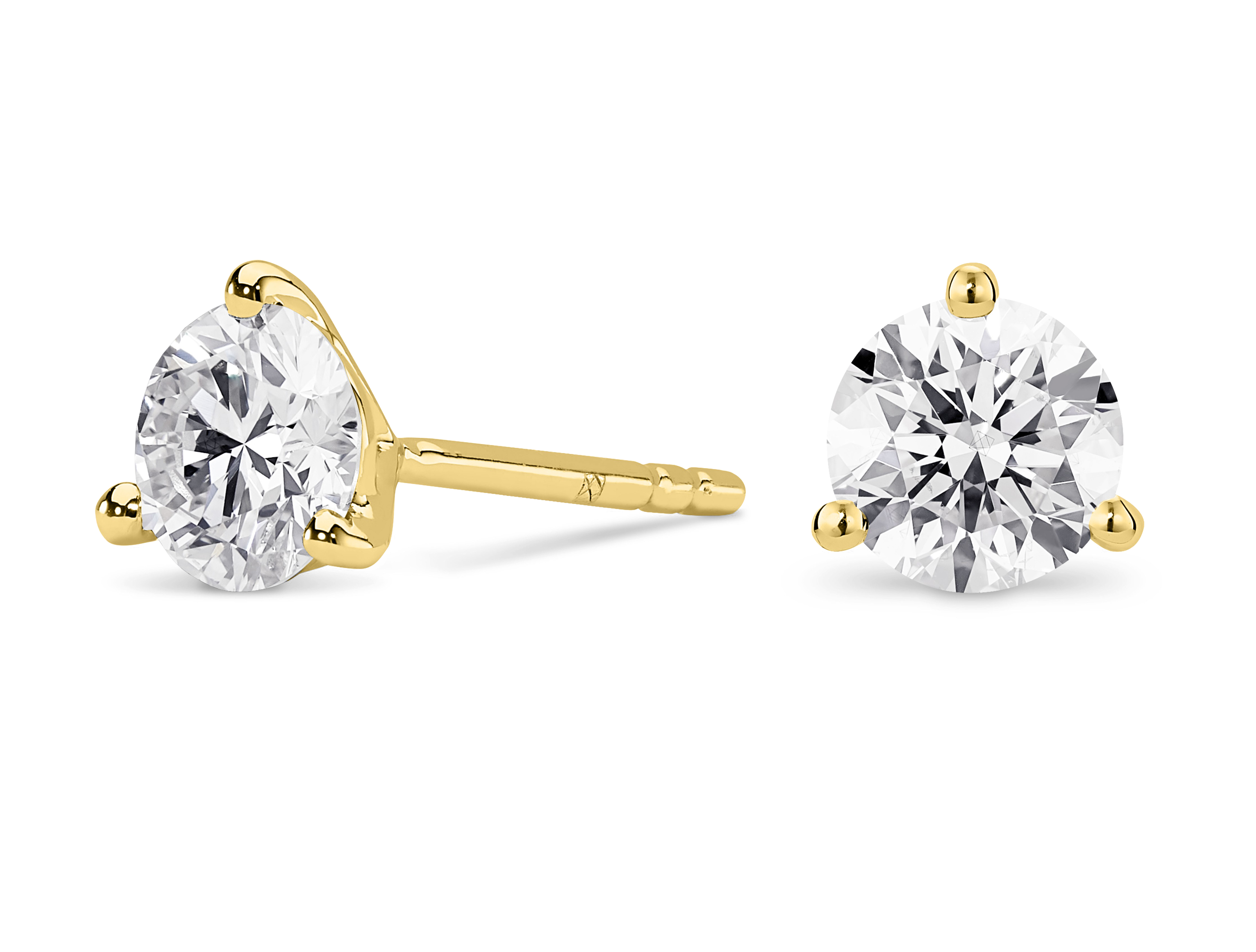 Lab-Grown Diamond 2ct. tw. Round Brilliant Solitaire 14k Gold Studs | White