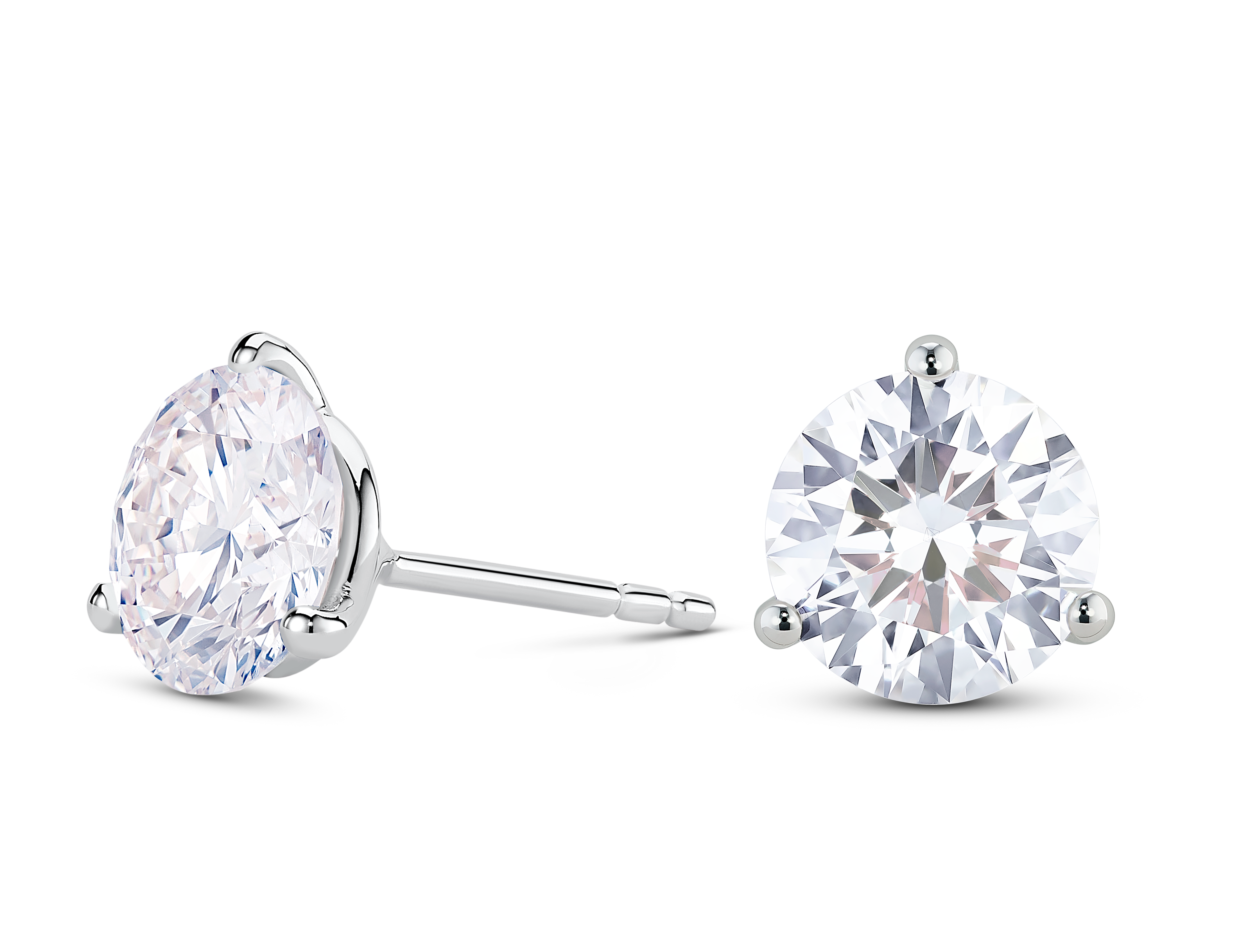 Lab-Grown Diamond 3ct. tw. Round Brilliant Solitaire Studs | White