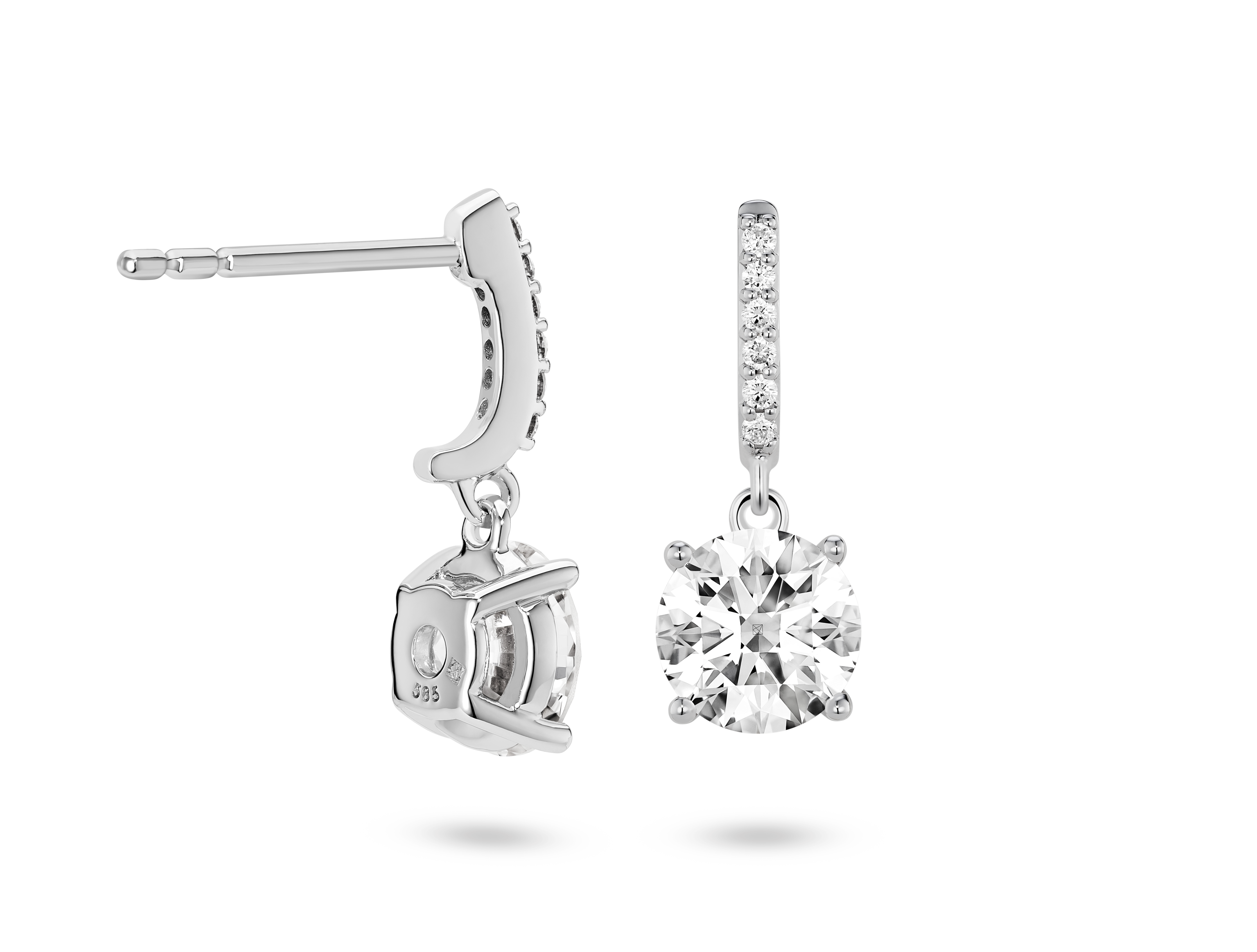 Lab-Grown Diamond 2ct. tw. Round Brilliant Solitaire Drop Earrings | White