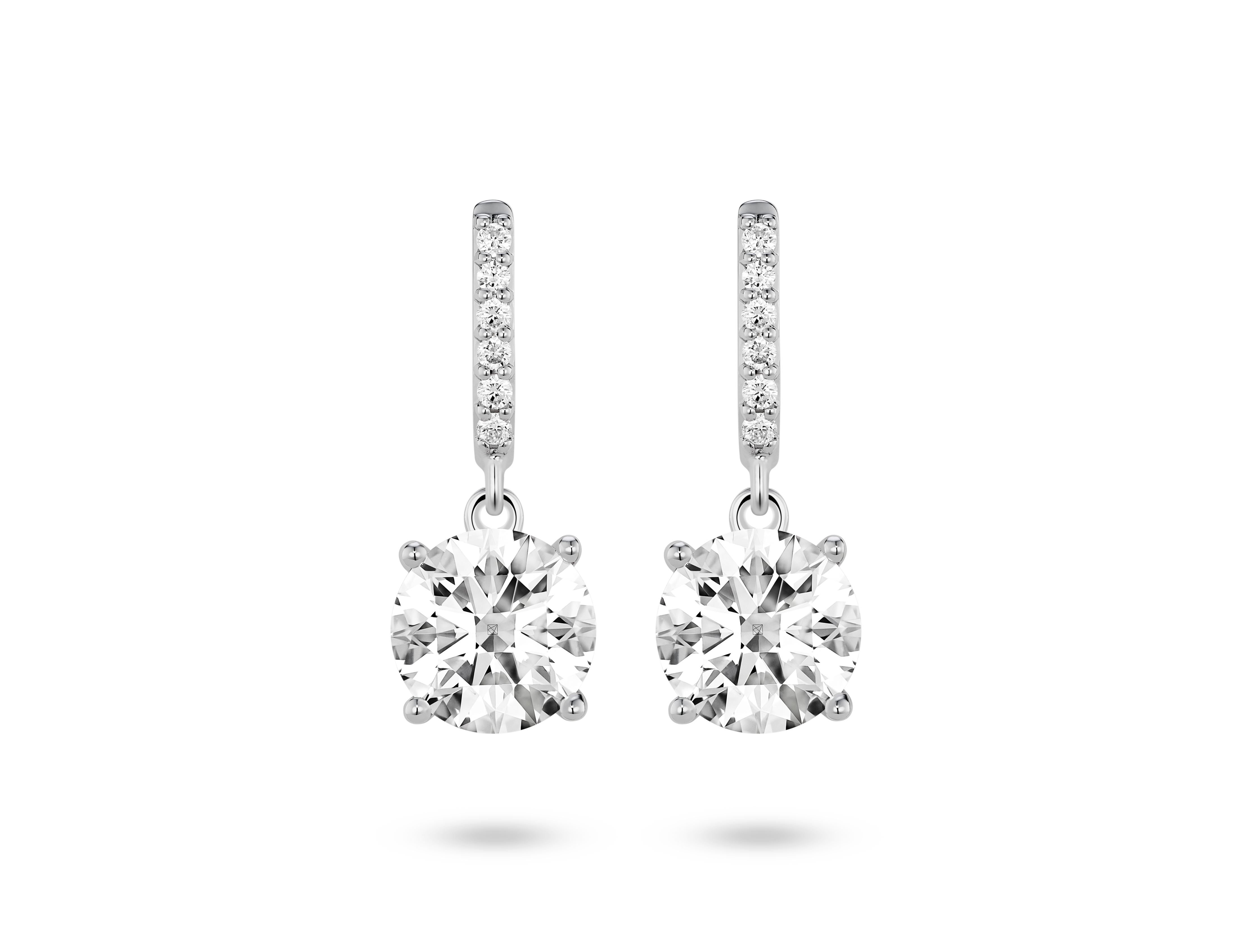 Lab-Grown Diamond 2ct. tw. Round Brilliant Solitaire Drop Earrings | White