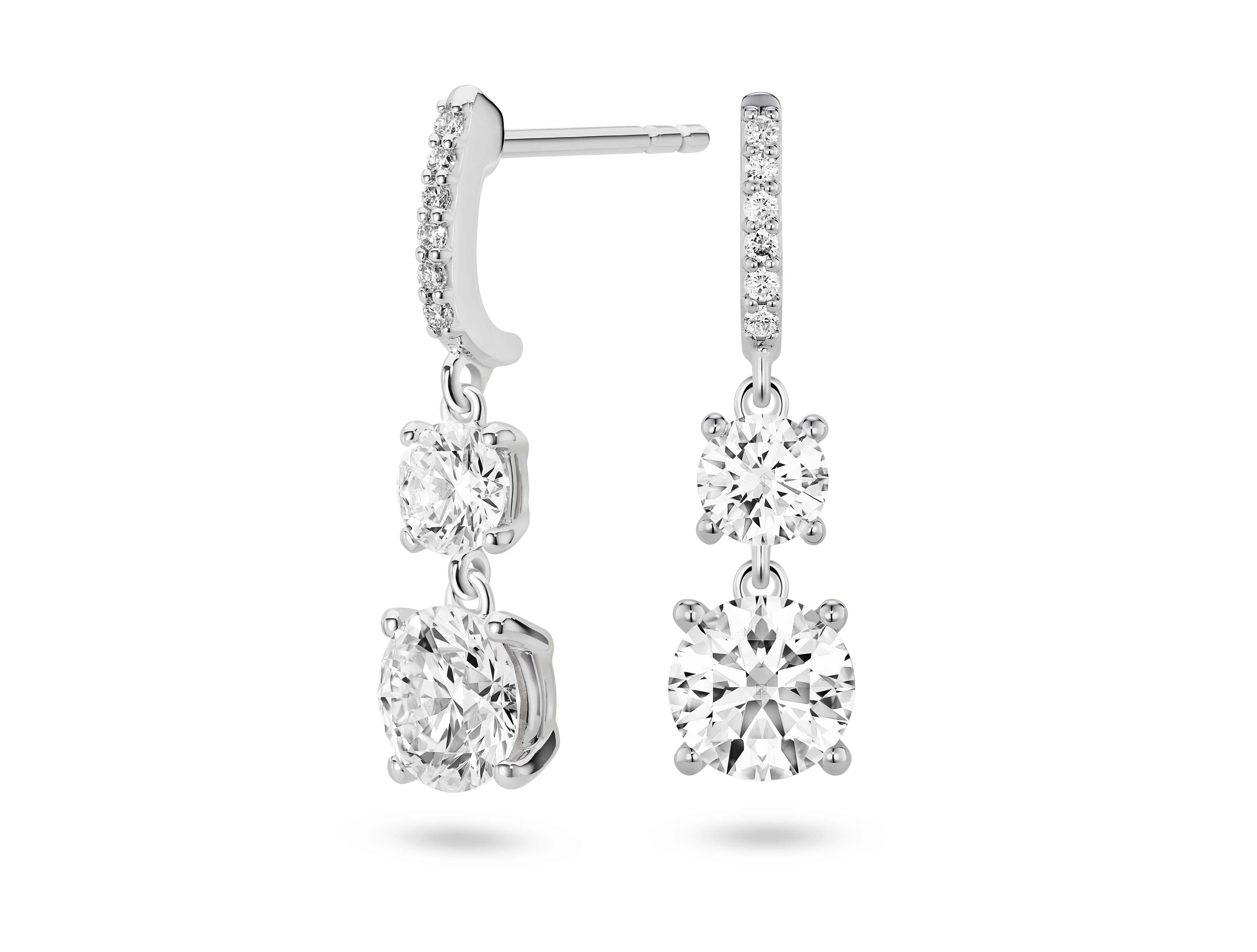 Lab-Grown Diamond 2ct. tw. Round Brilliant Double Drop Earrings | White