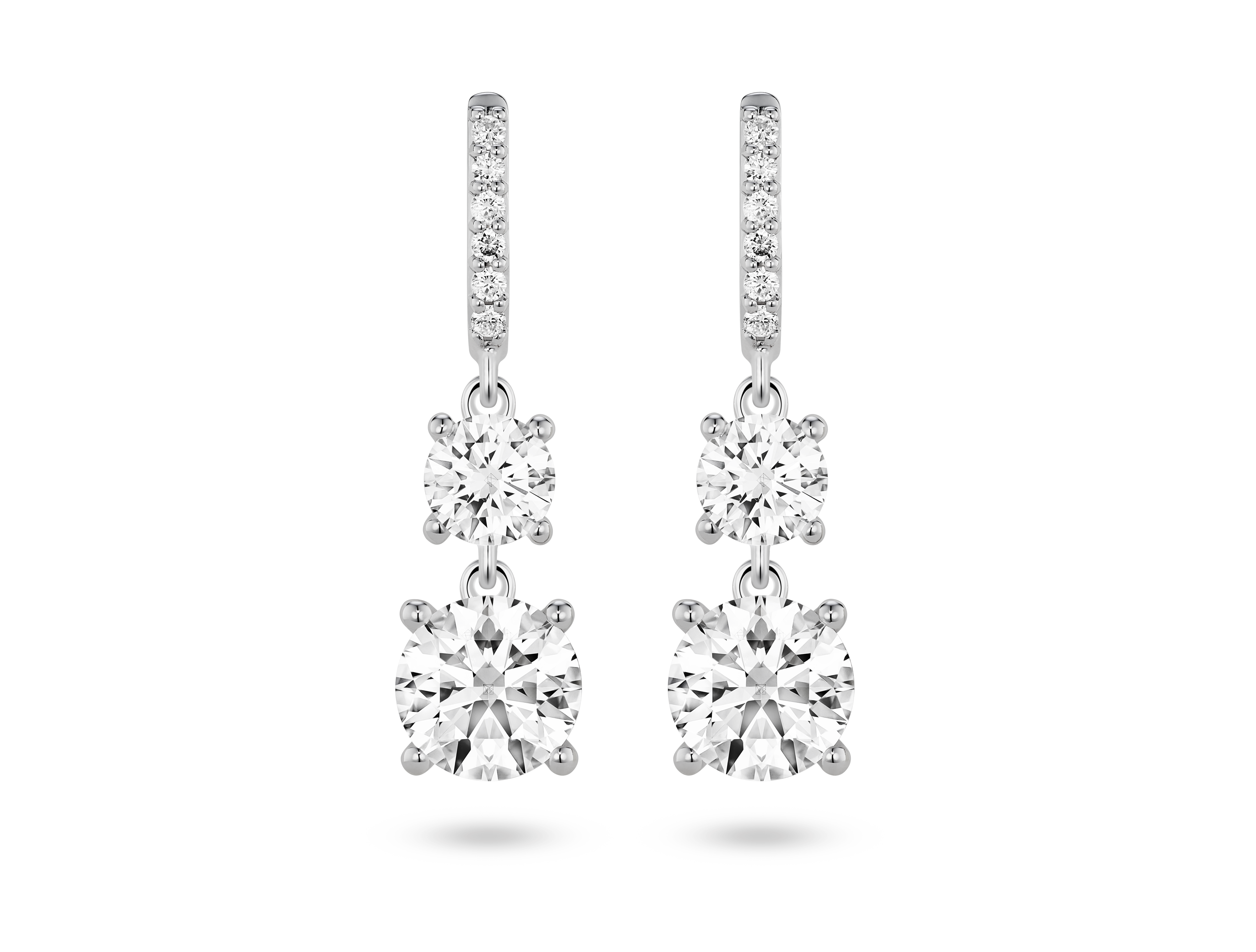 Lab-Grown Diamond 2ct. tw. Round Brilliant Double Drop Earrings | White