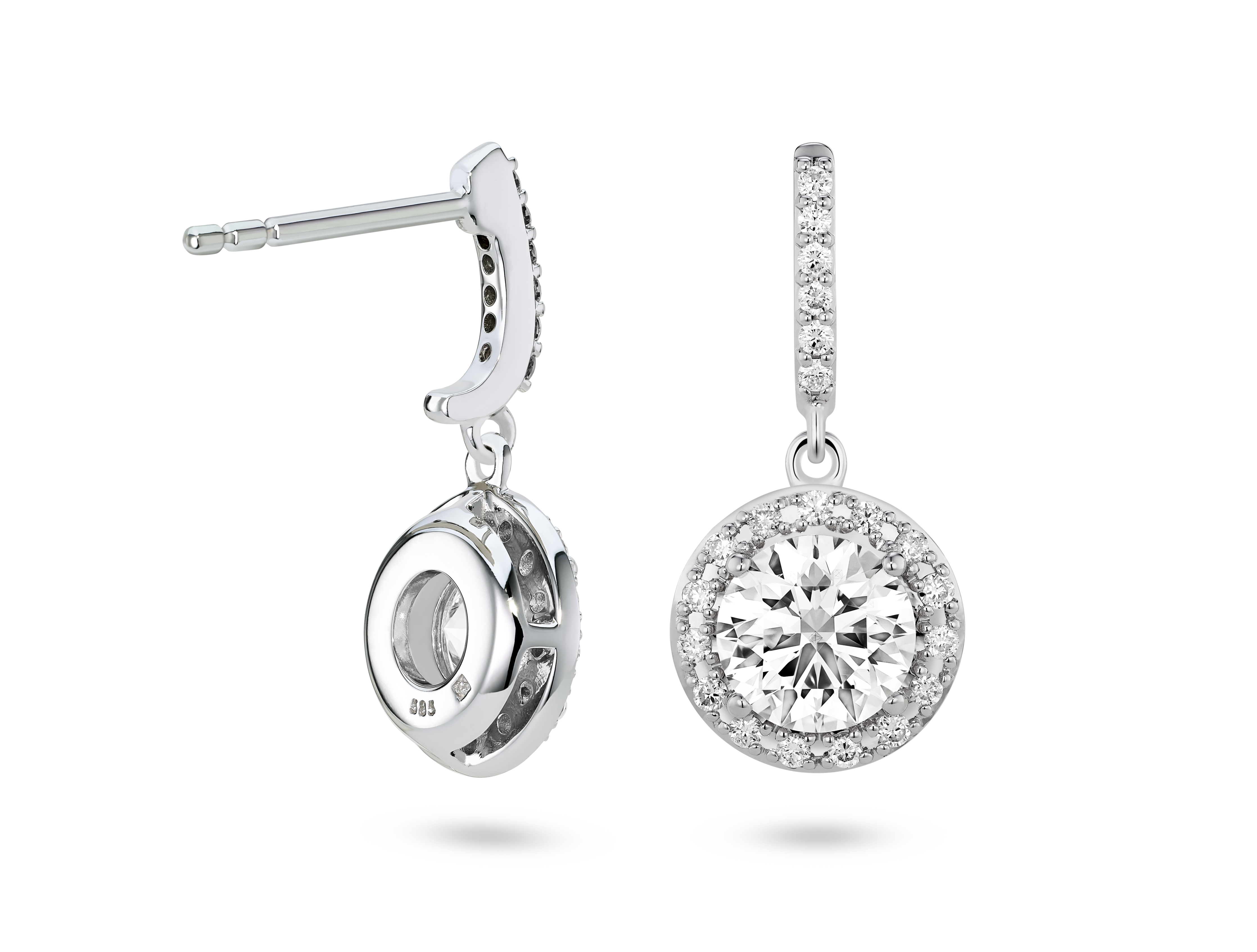 Lab-Grown Diamond 2ct. tw. Halo Drop Earrings | White