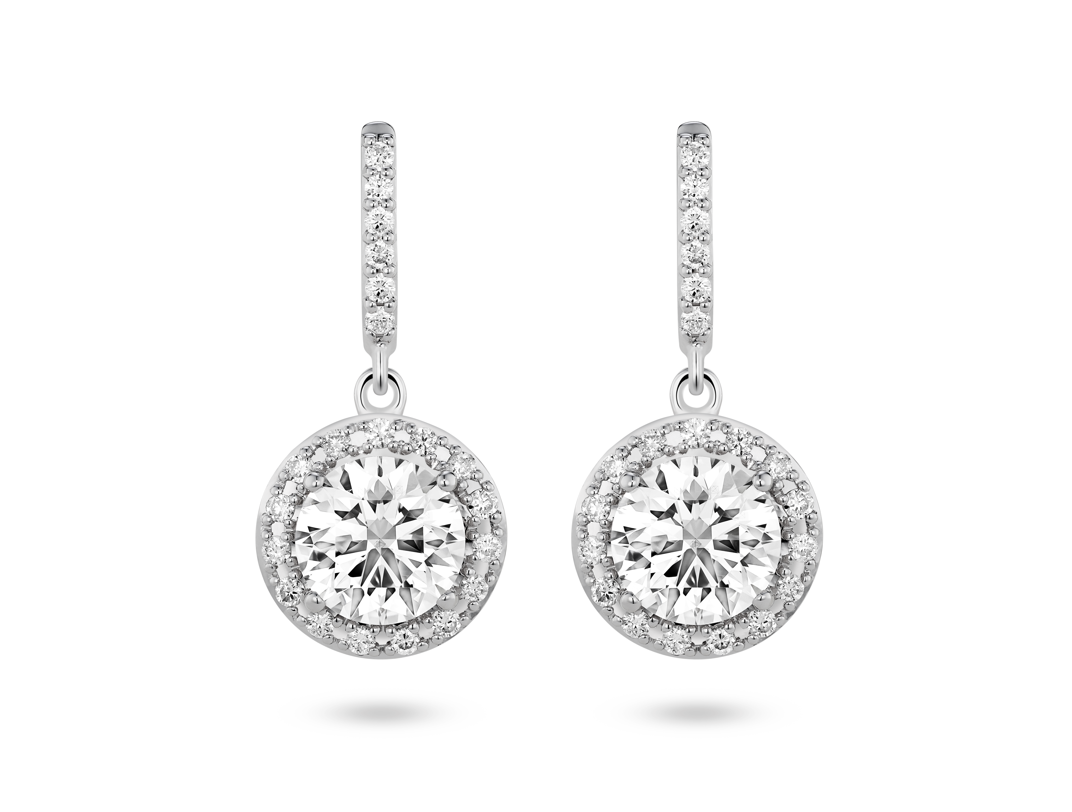 Lab-Grown Diamond 2ct. tw. Halo Drop Earrings | White