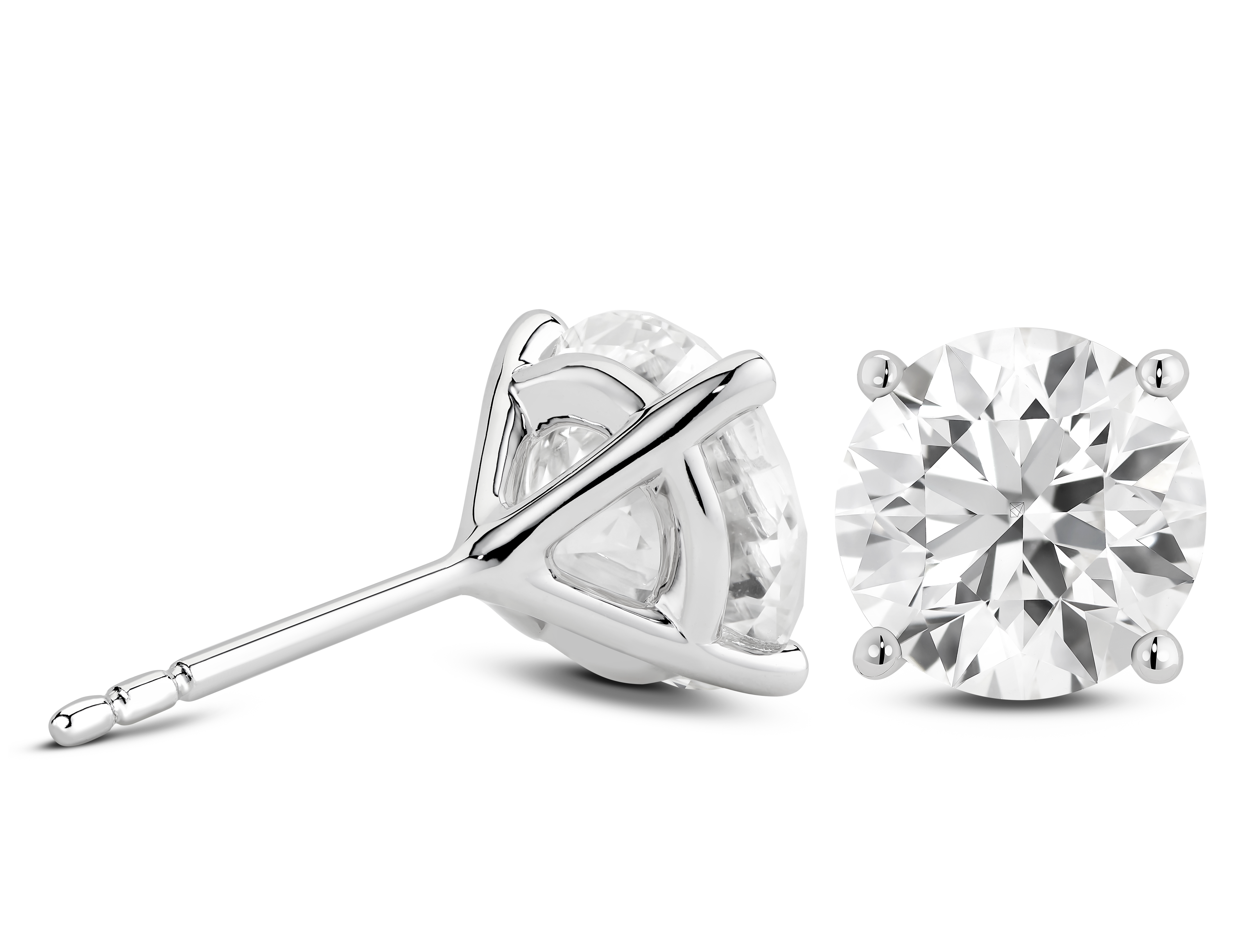 Finest Lab-Grown Diamond 4ct. tw. Round Brilliant Solitaire Studs | White