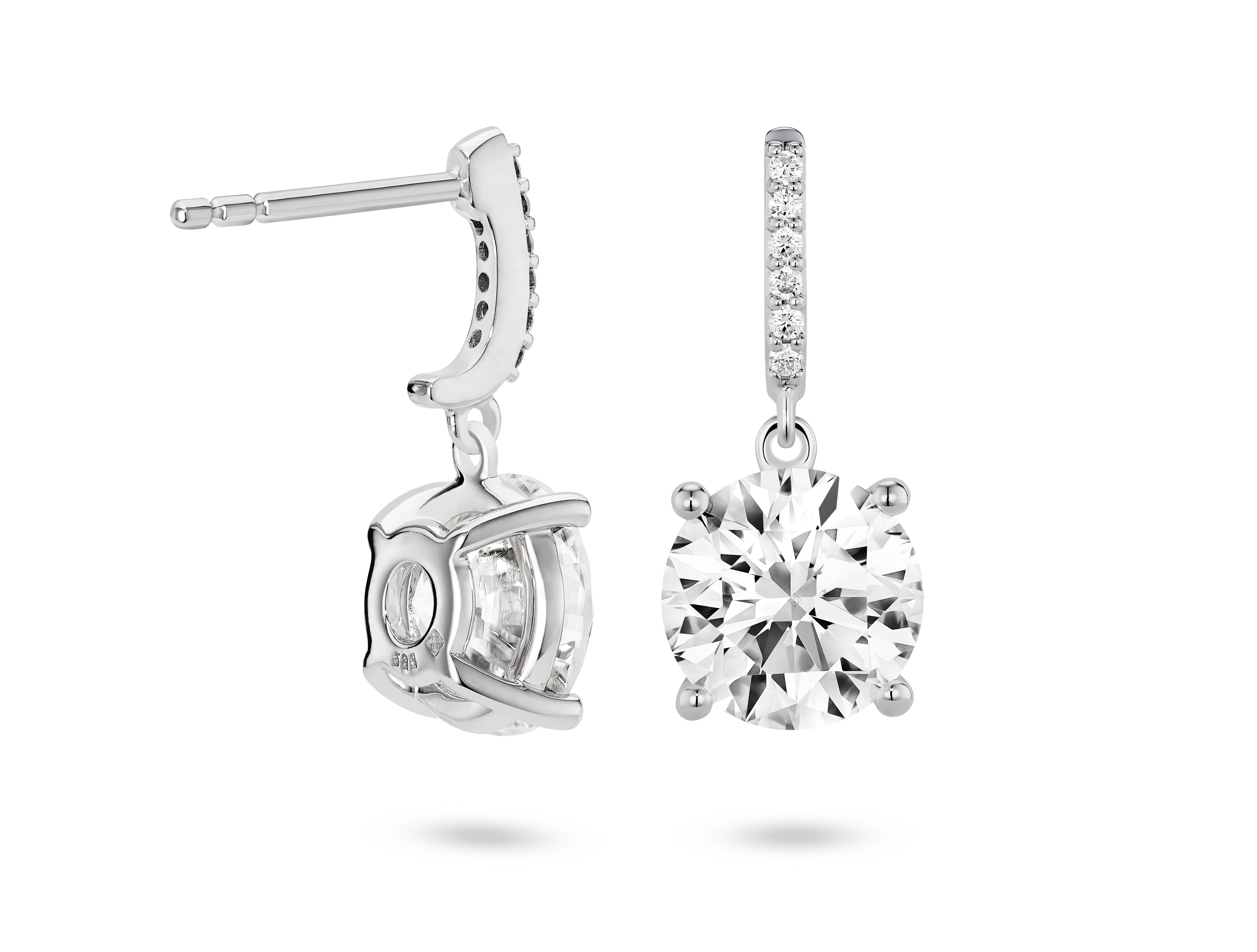 Lab-Grown Diamond 4ct. tw. Round Brilliant Solitaire Drop Earrings | White