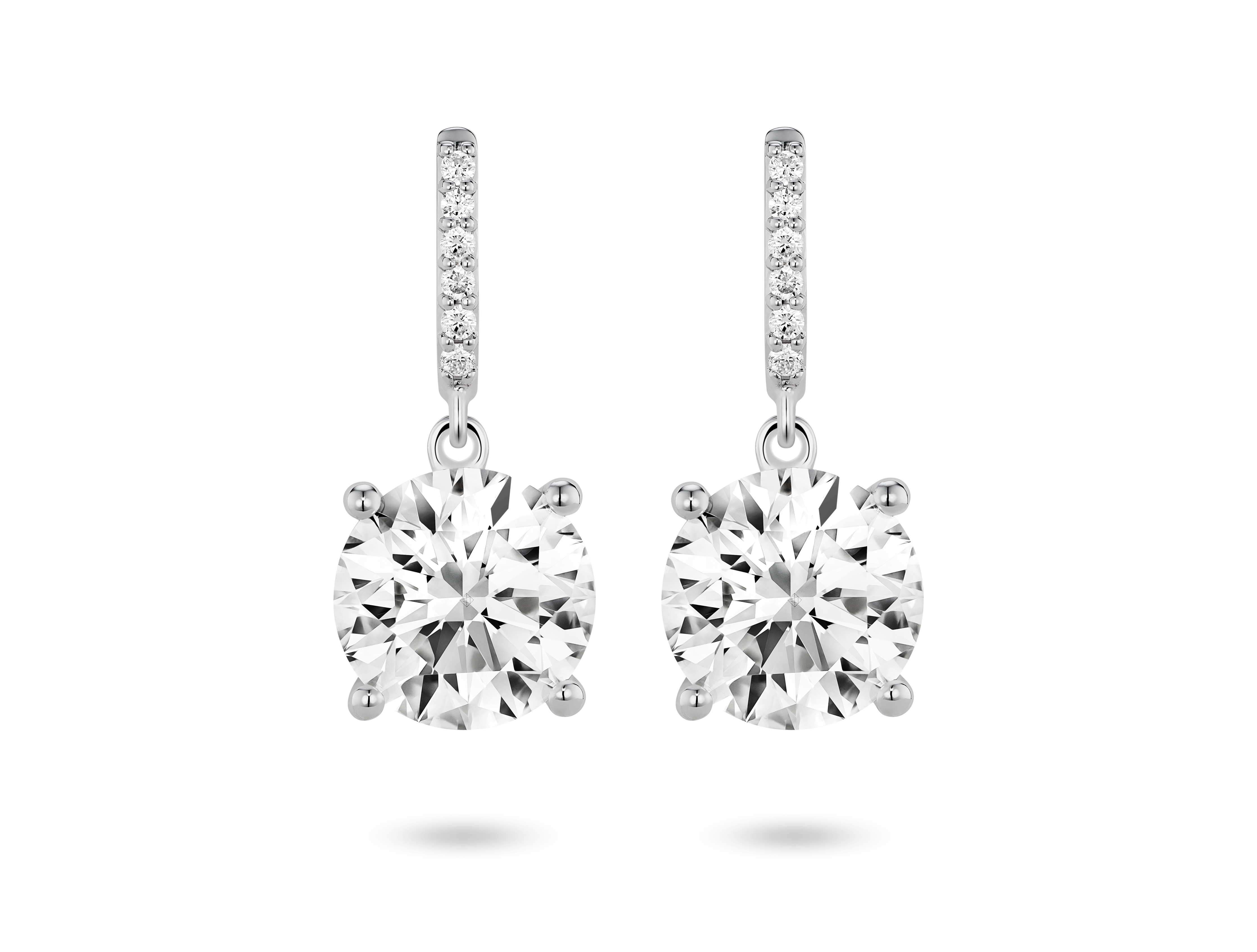 Lab-Grown Diamond 4ct. tw. Round Brilliant Solitaire Drop Earrings | White