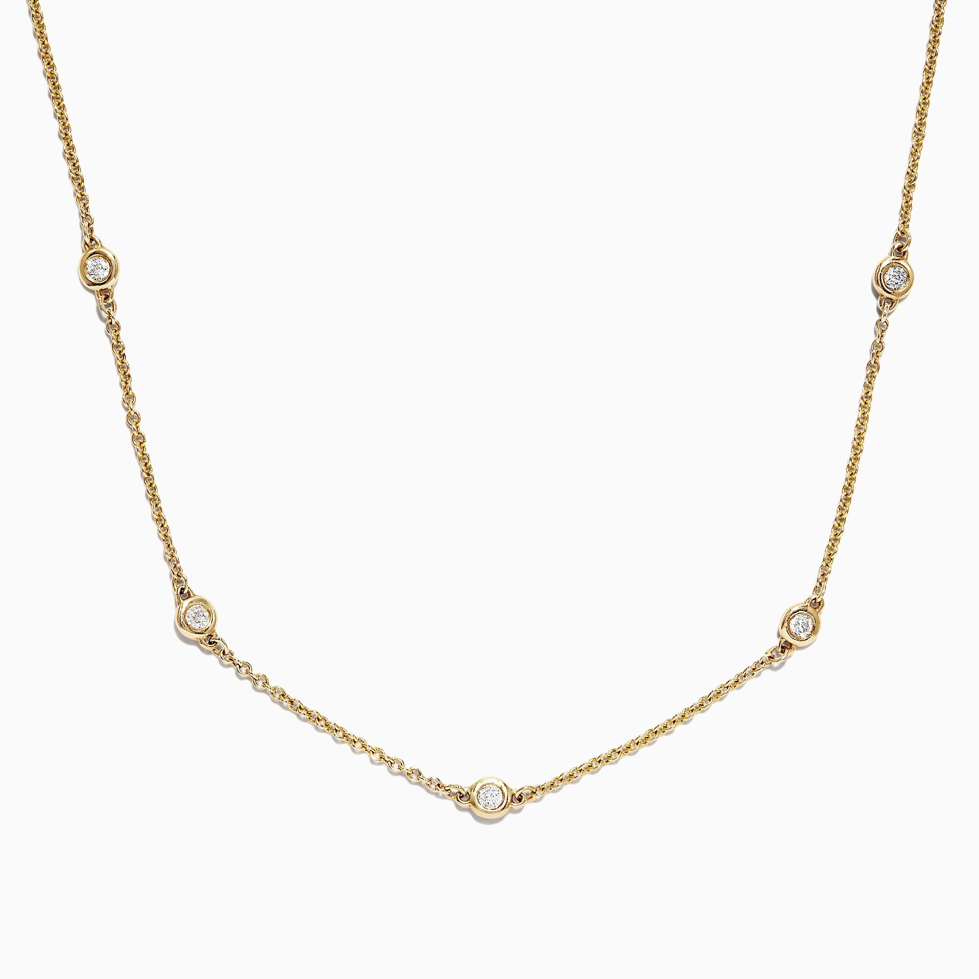 D'Oro 14K Yellow Gold 18" Diamond Station Necklace, 0.21 TCW