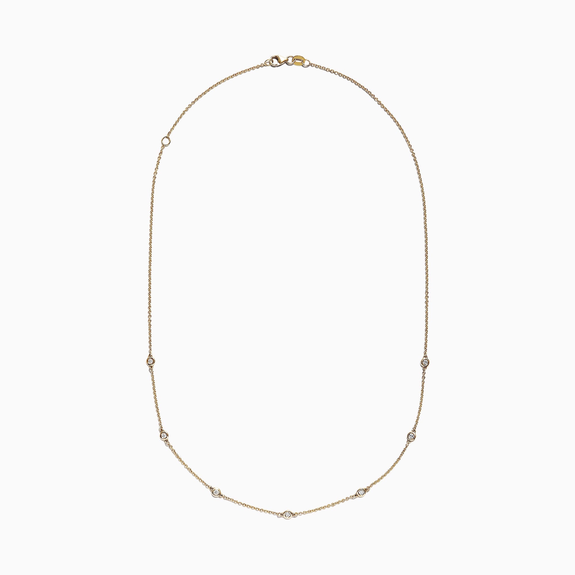 D'Oro 14K Yellow Gold 18" Diamond Station Necklace, 0.21 TCW