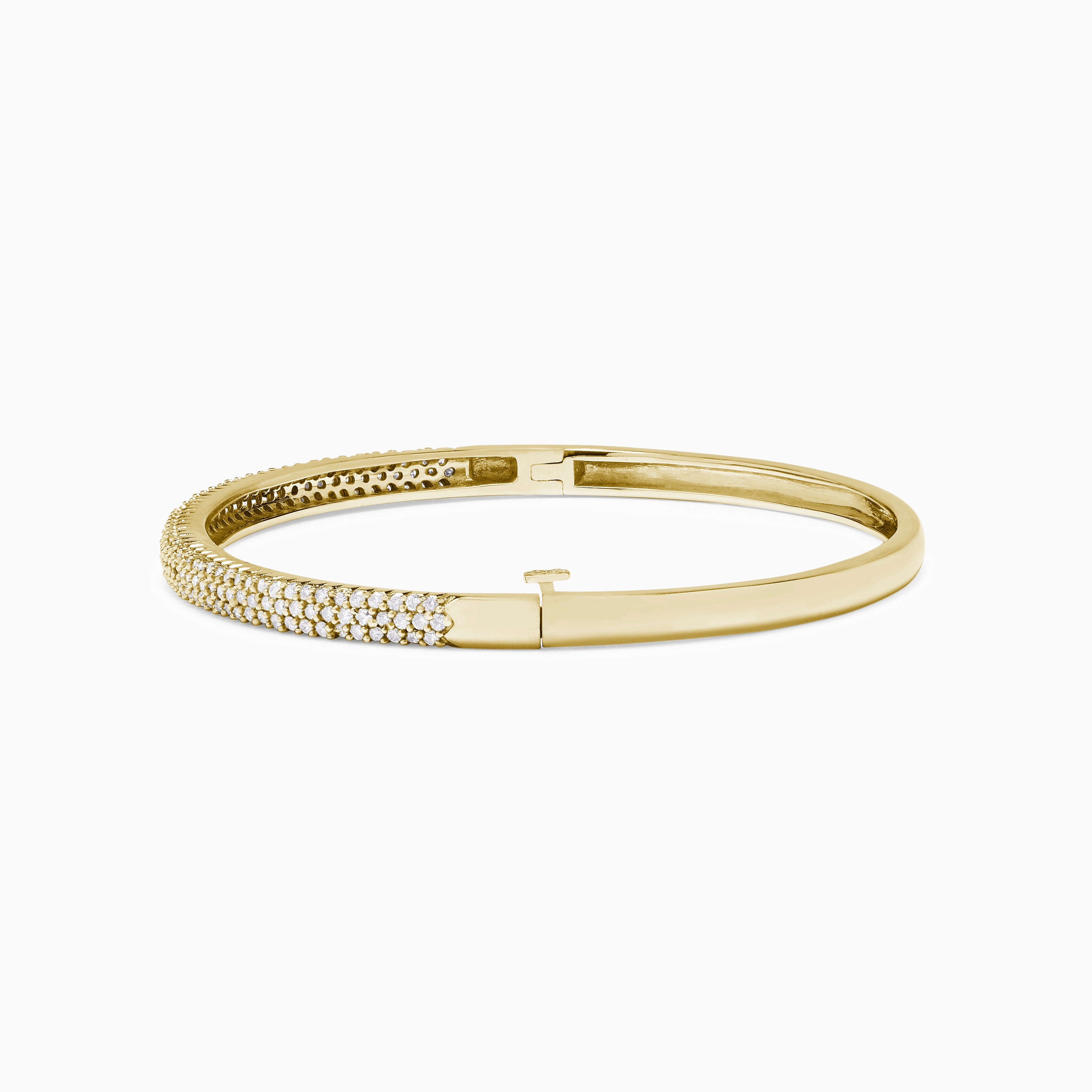 D'Oro 14K Yellow Gold Pave Diamond Bangle, 1.20 TCW