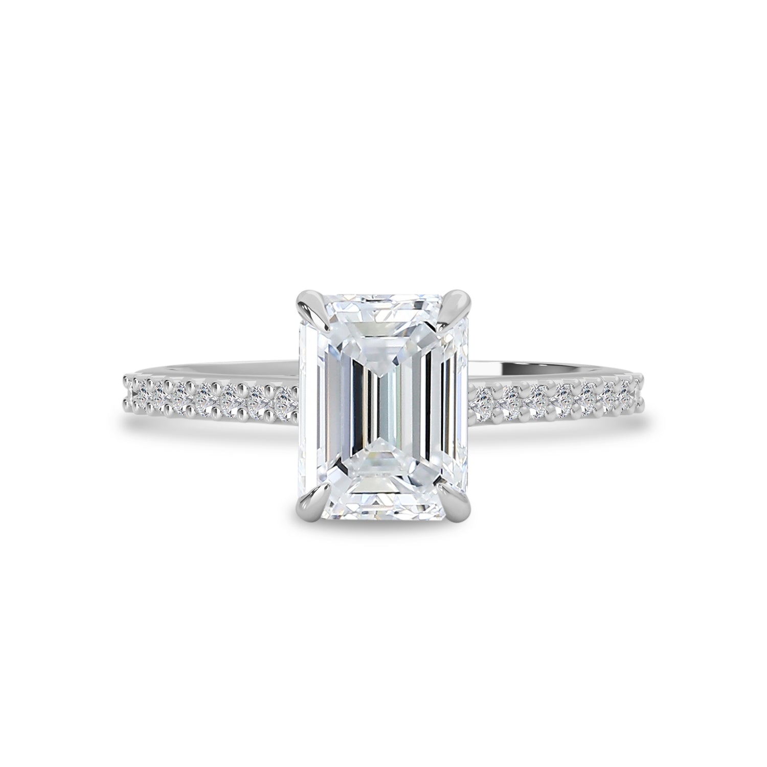 Vera Emerald Cut Engagement Ring, Moissanite/Lab Grown Diamond