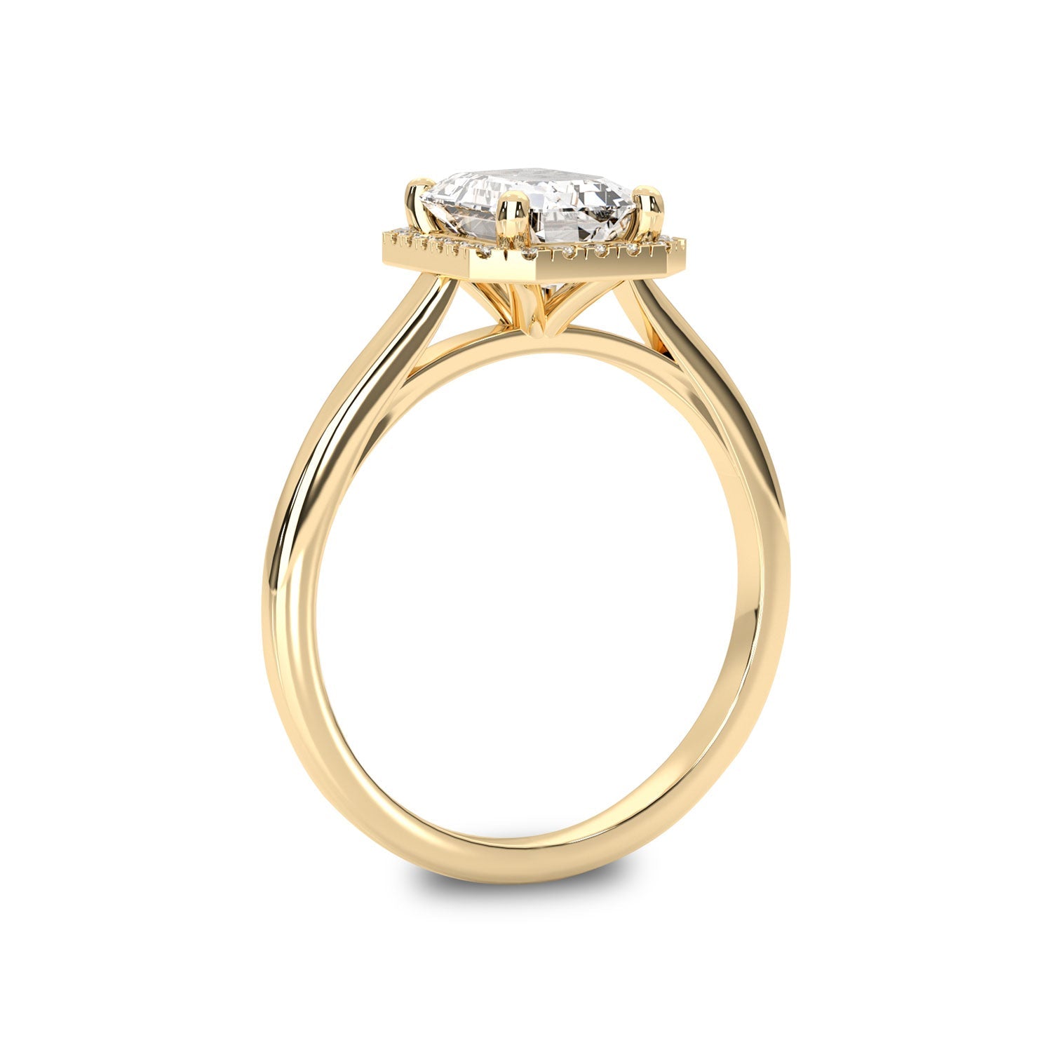 Isla Halo Engagement Ring, Radiant Cut With Cathedral