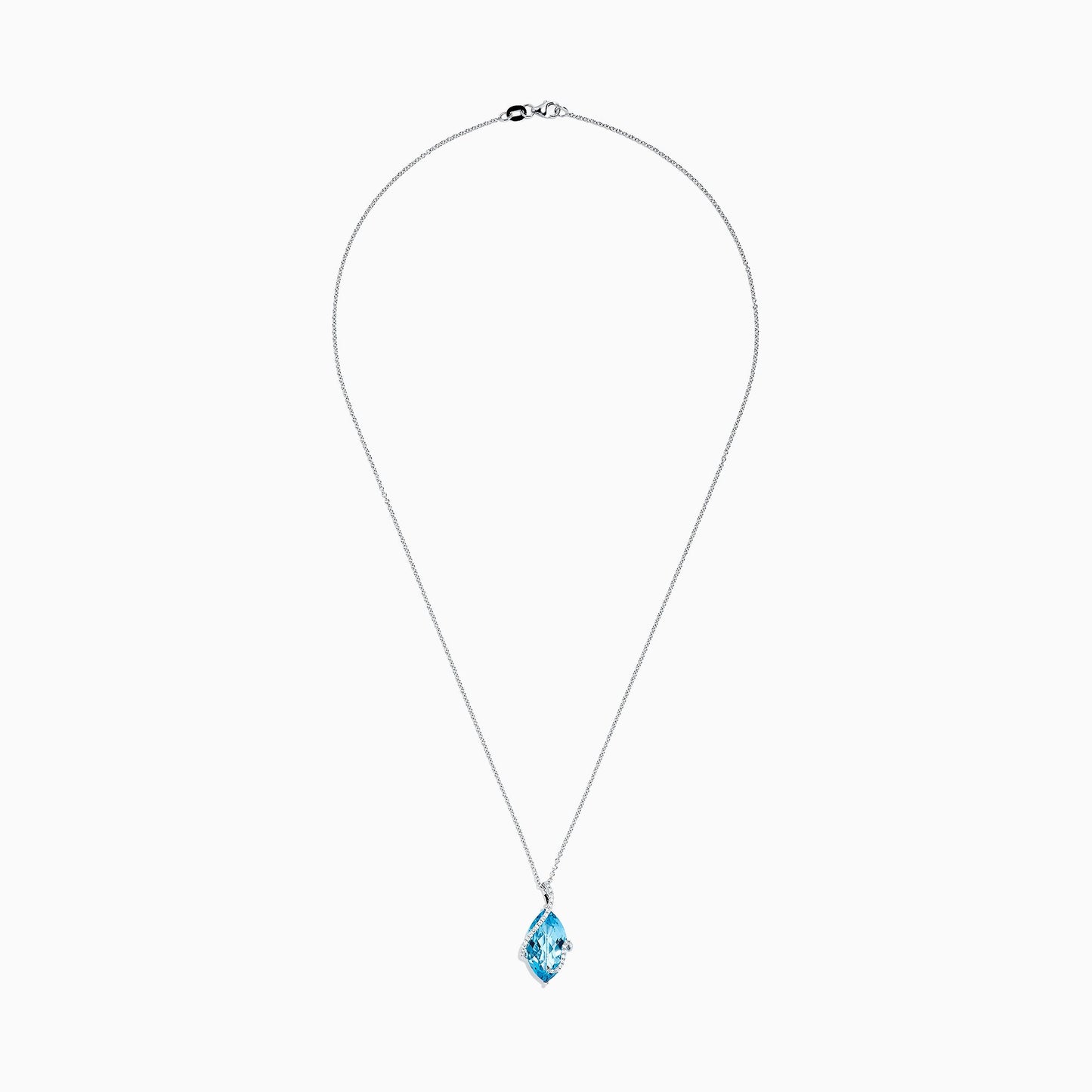 Ocean Bleu 14K White Gold Blue Topaz & Diamond Pendant,