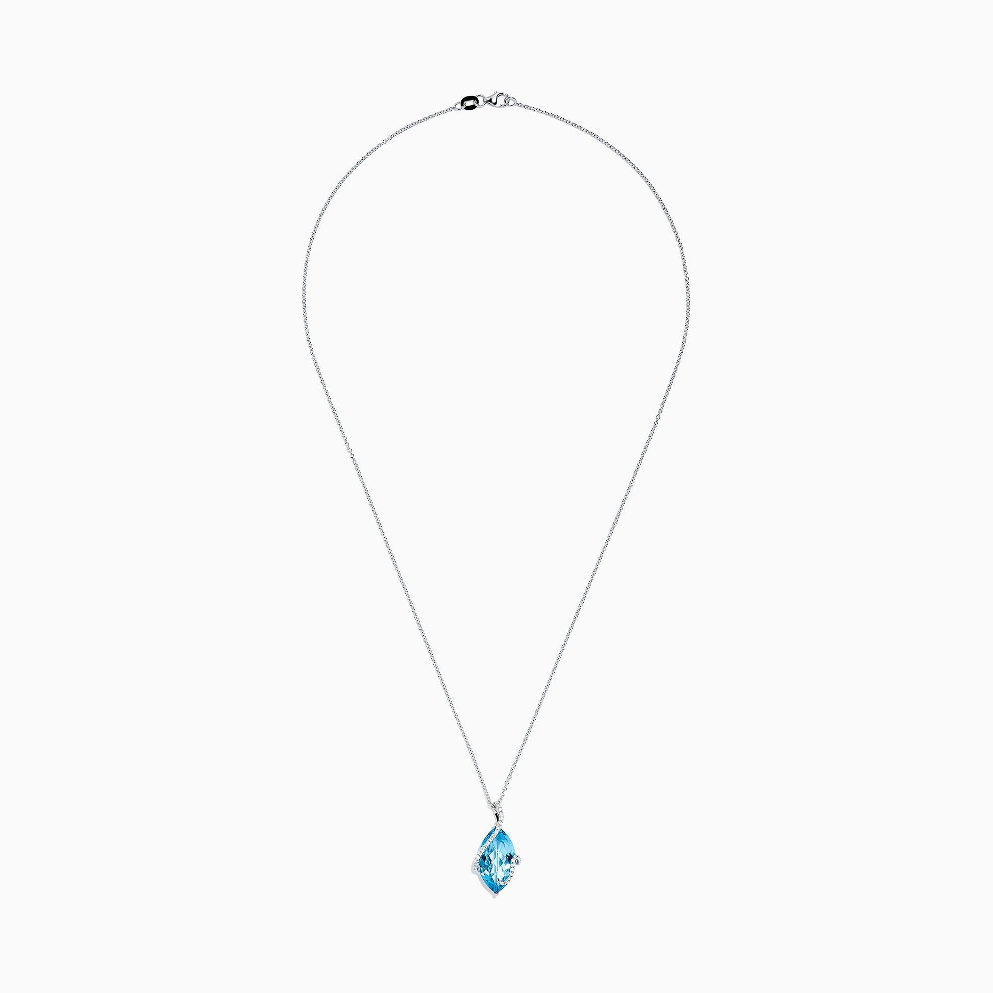 Ocean Bleu 14K White Gold Blue Topaz & Diamond Pendant,