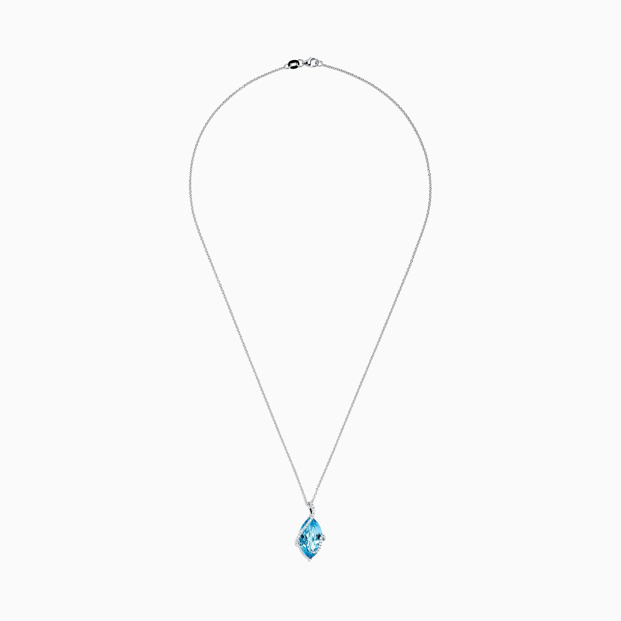 Ocean Bleu 14K White Gold Blue Topaz & Diamond Pendant,