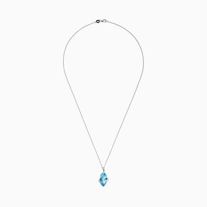 Ocean Bleu 14K White Gold Blue Topaz & Diamond Pendant,