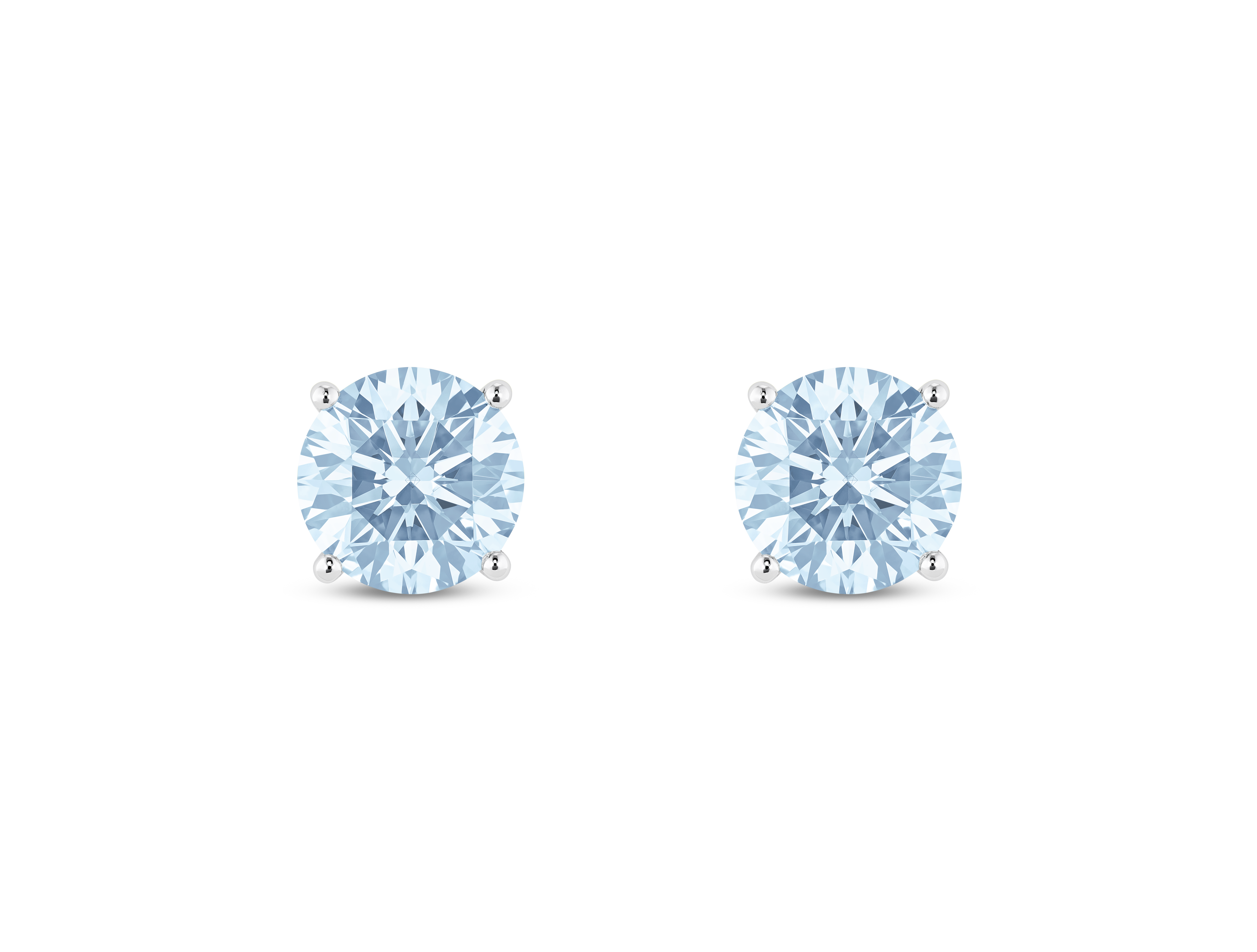 Finest Lab-Grown Diamond 2ct. tw. Round Brilliant Solitaire Studs | Blue