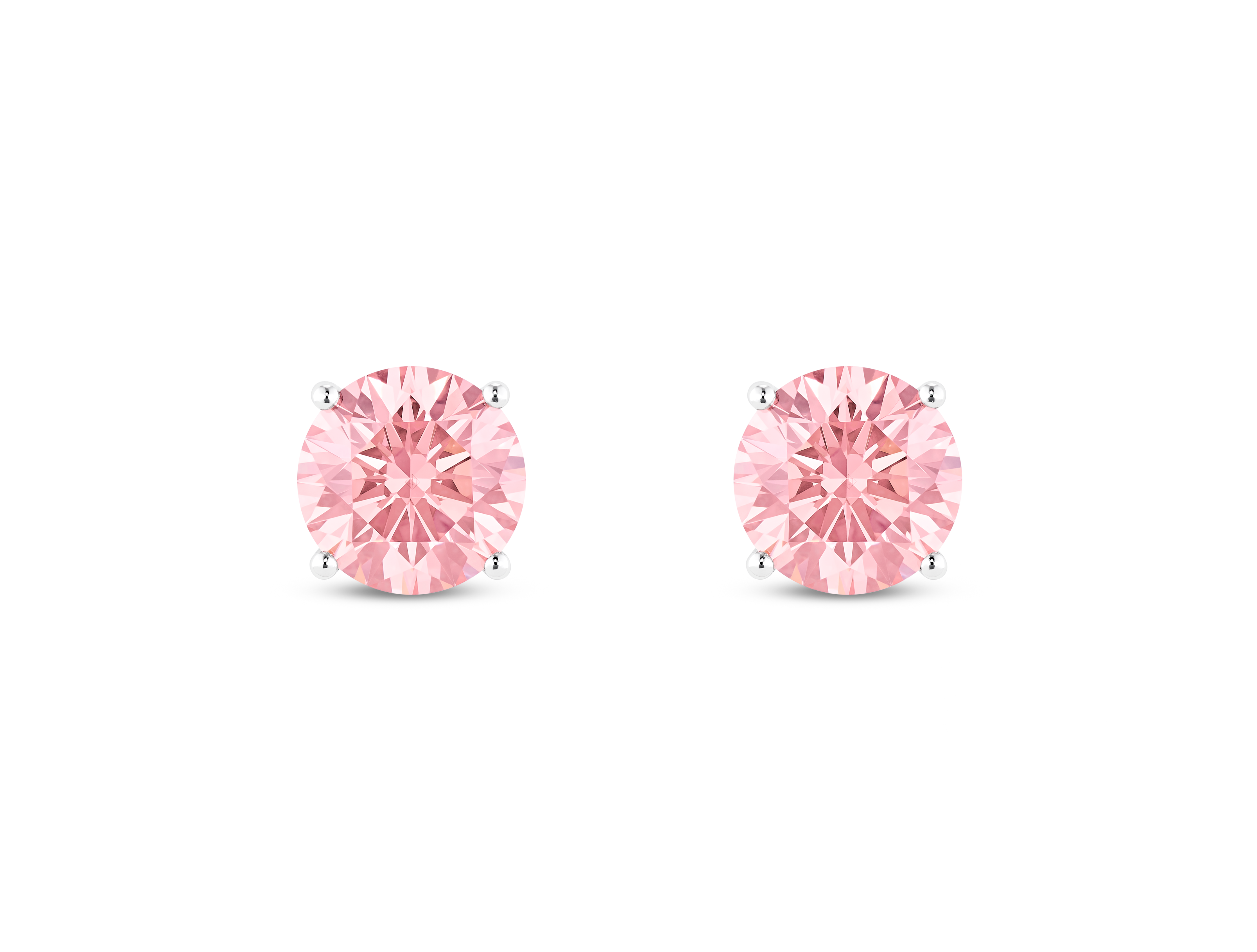 Finest Lab-Grown Diamond 2ct. tw. Round Brilliant Solitaire Studs | Pink