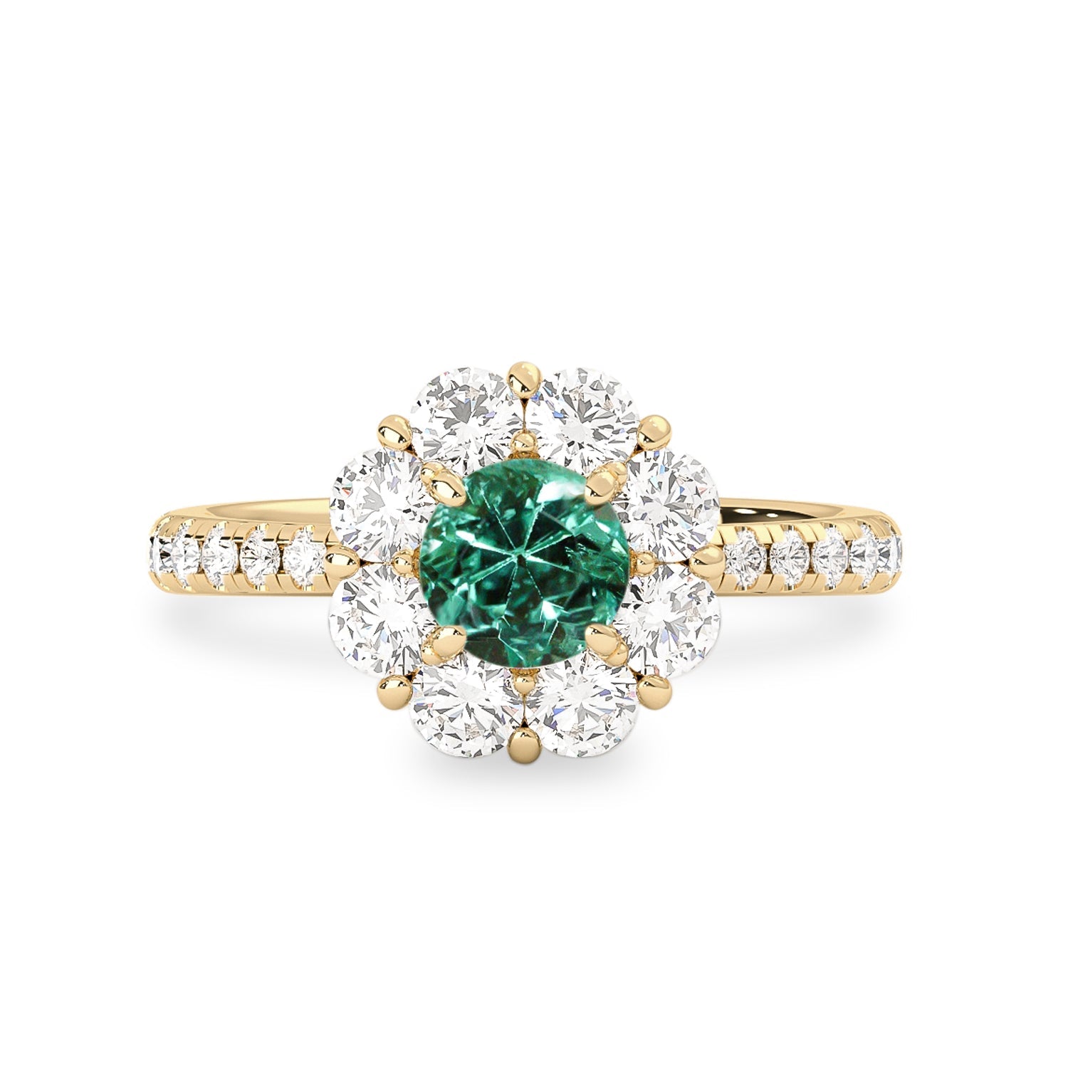 True Love Natural Emerald Halo Engagement Ring, Sapphire & Diamond