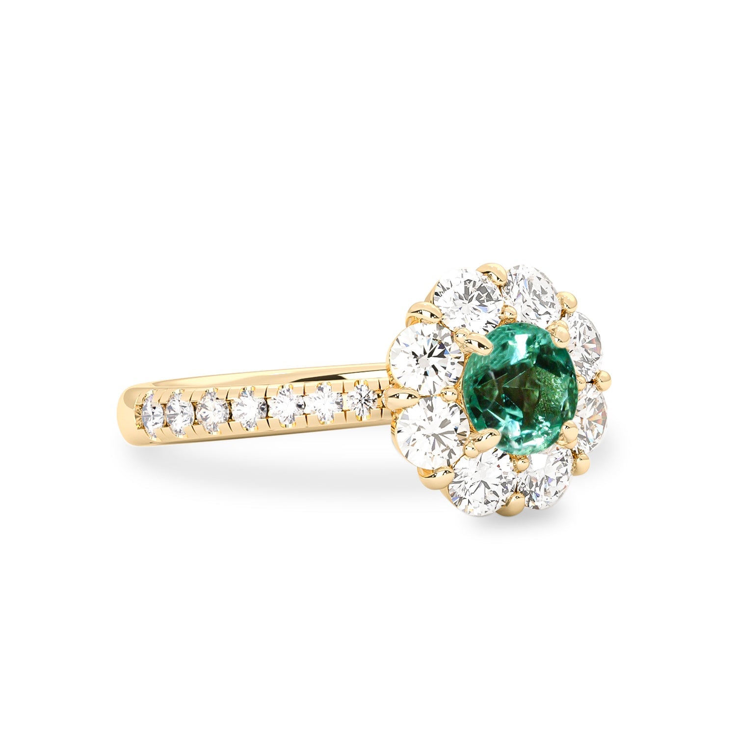 True Love Natural Emerald Halo Engagement Ring, Sapphire & Diamond