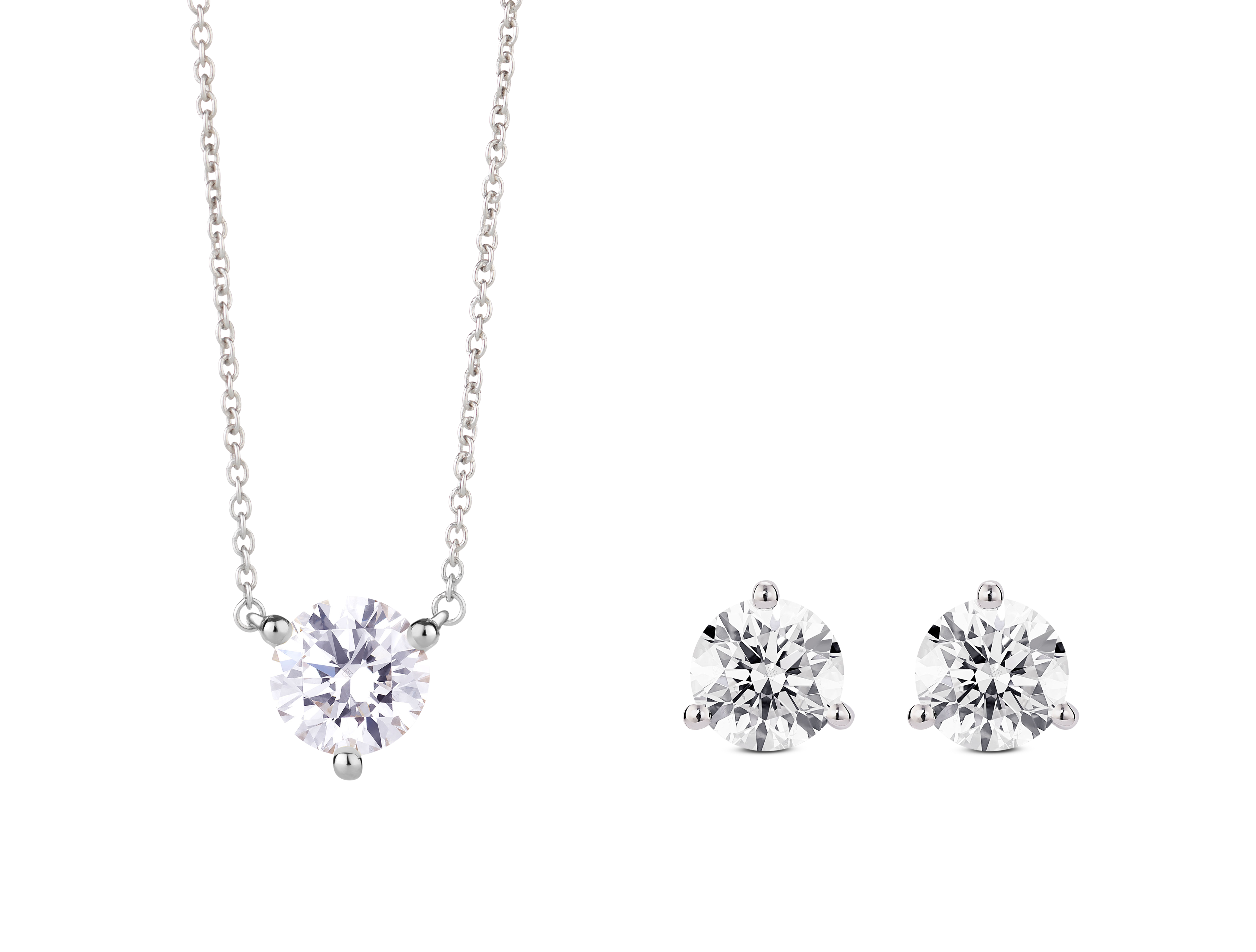 Lab-Grown Diamond 3ct. tw. Round Brilliant Studs and Pendant Set | White