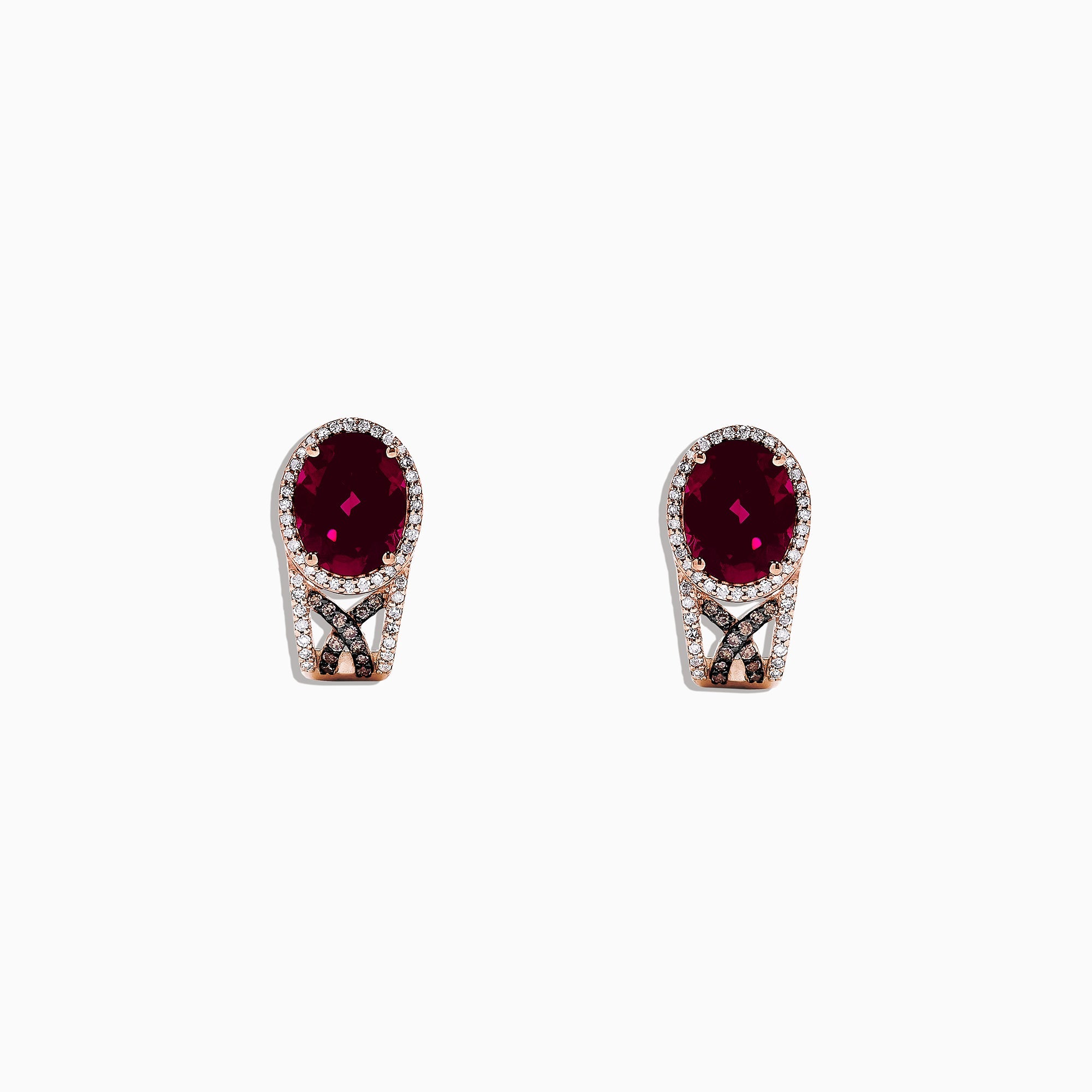 14K Rose Gold Rhodolite Garnet and Diamond Earrings, 4.92 TCW