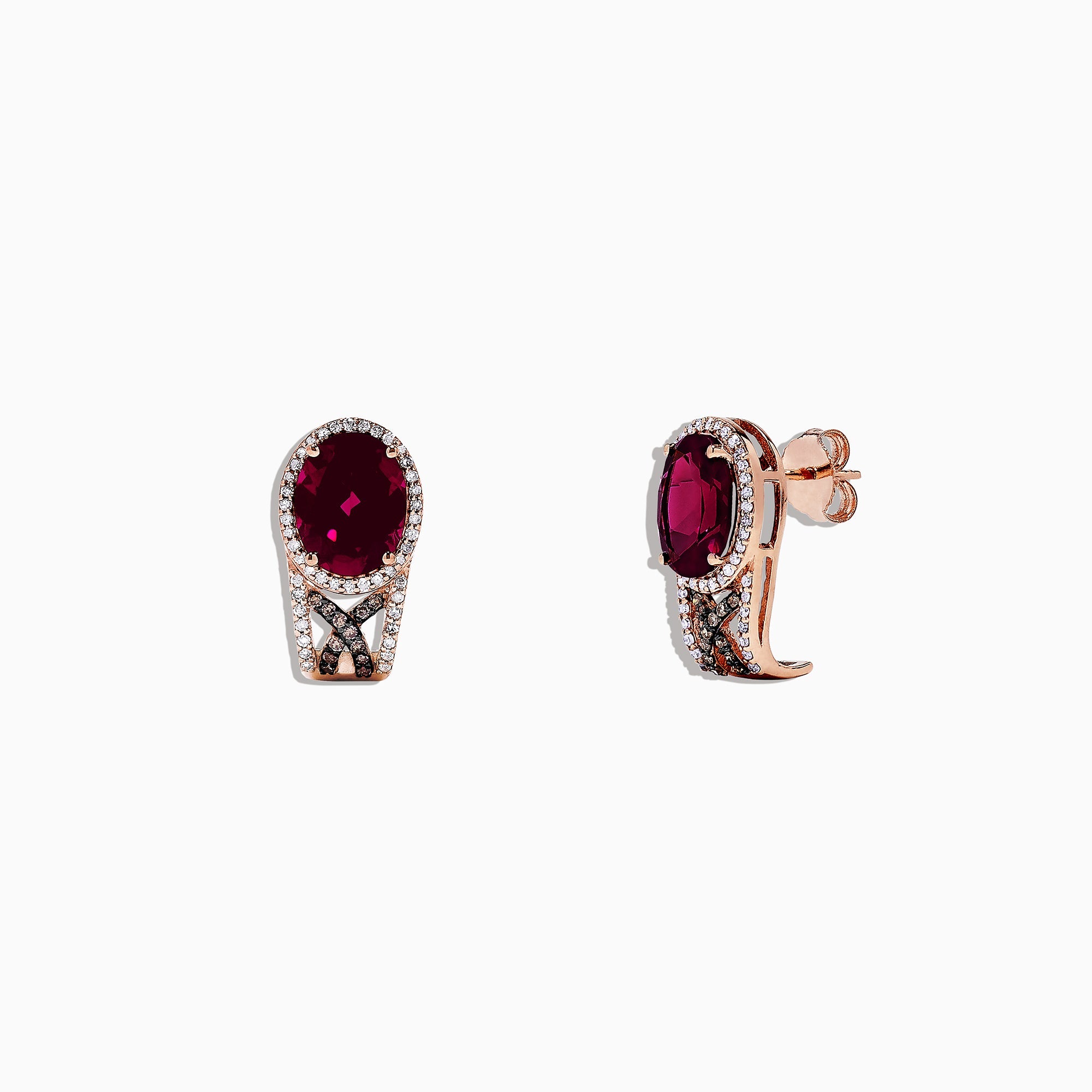 14K Rose Gold Rhodolite Garnet and Diamond Earrings, 4.92 TCW