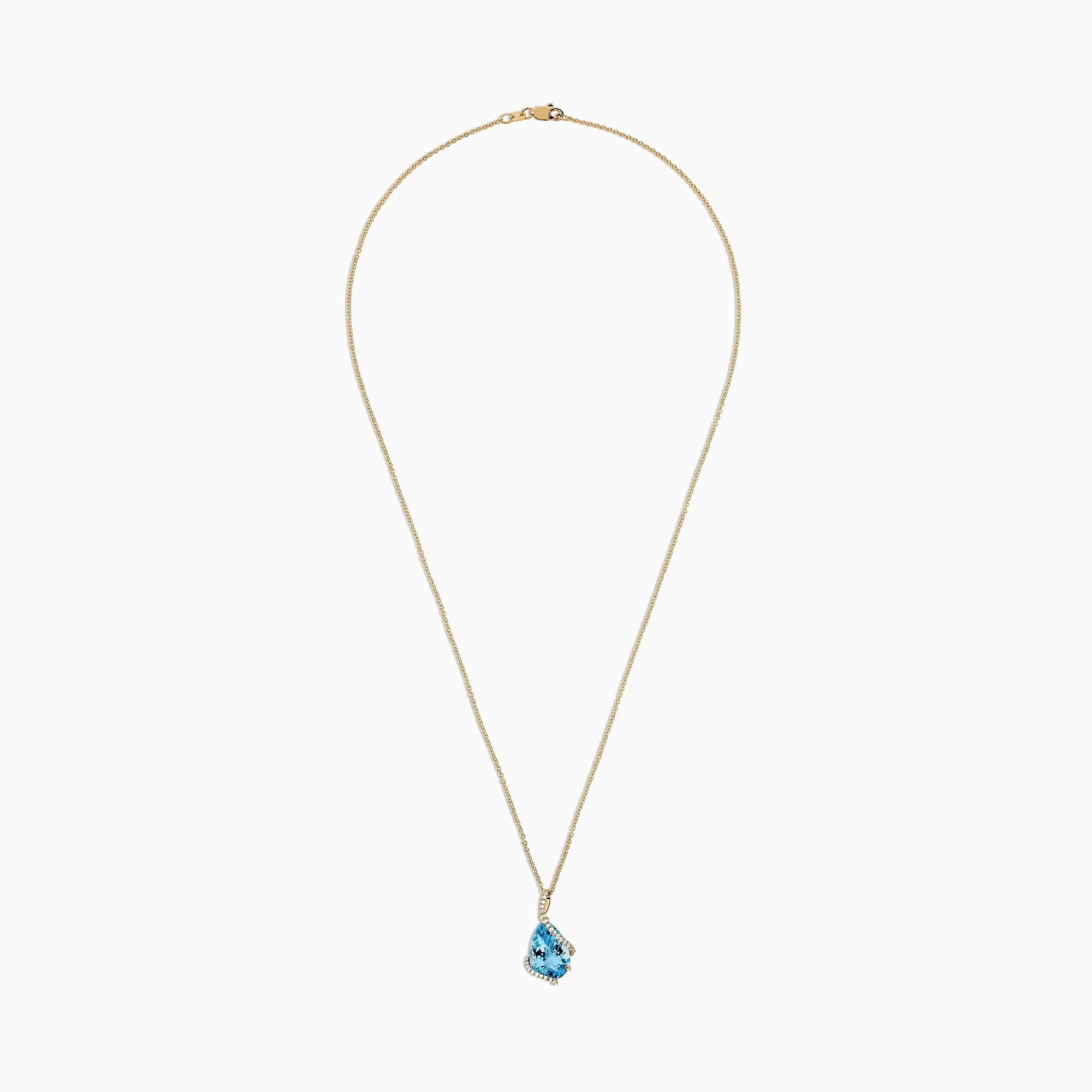 Ocean Bleu 14K Yellow Gold Blue Topaz and Diamond Pendant, 6.09 TCW