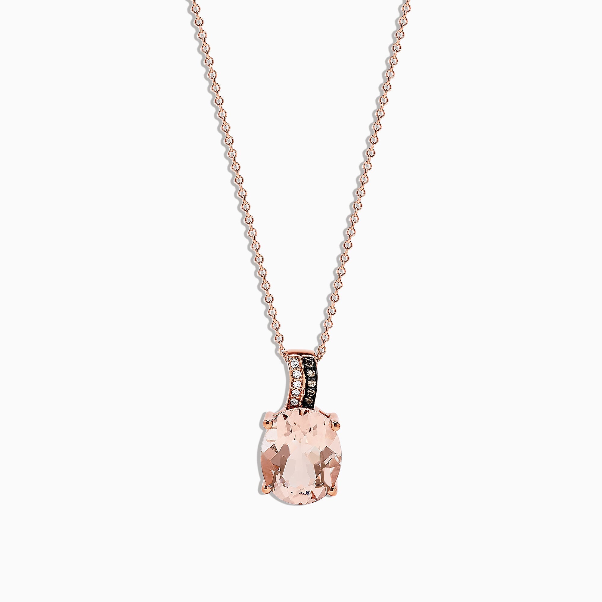 14K Rose Gold Morganite and Diamond Pendant, 3.13