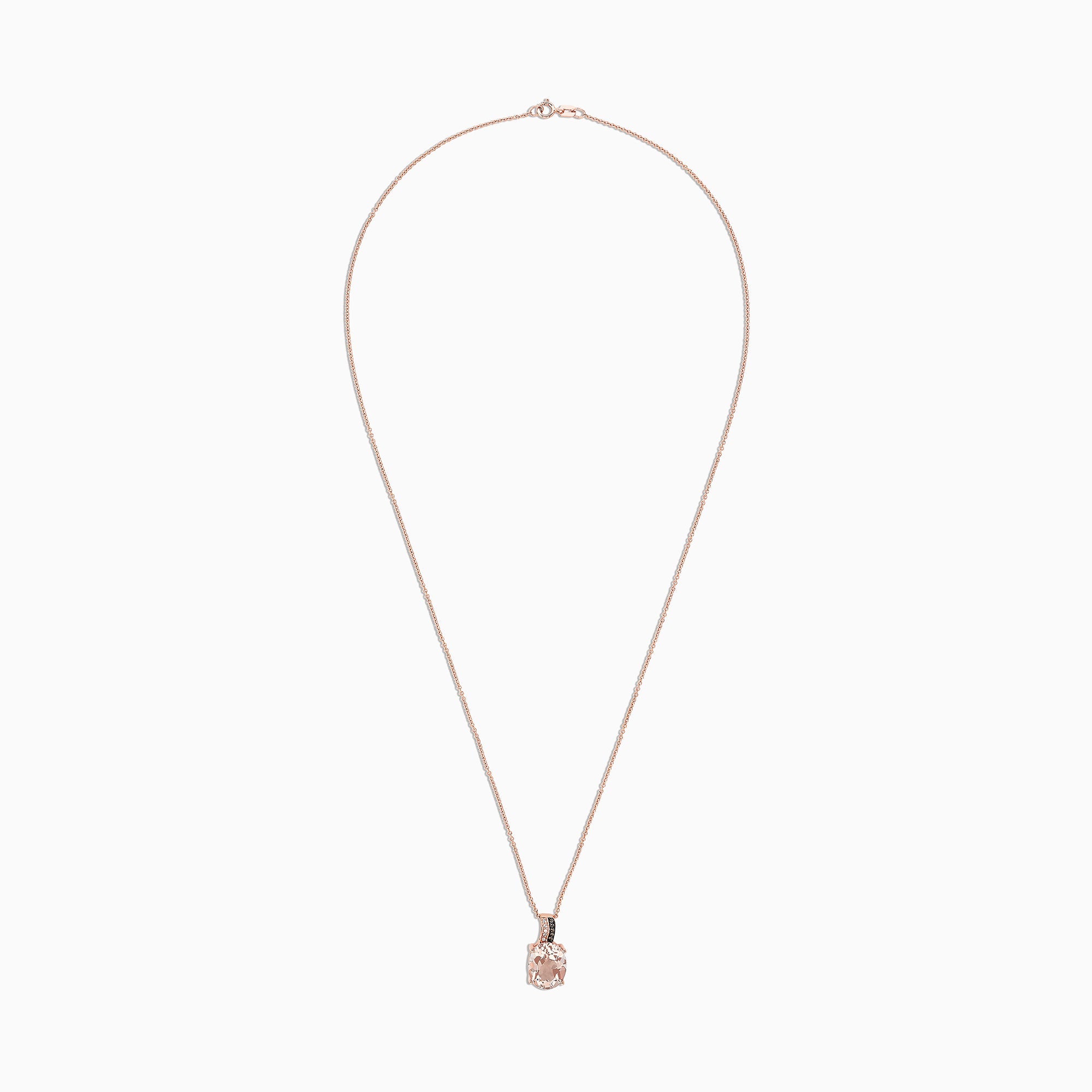 14K Rose Gold Morganite and Diamond Pendant, 3.13