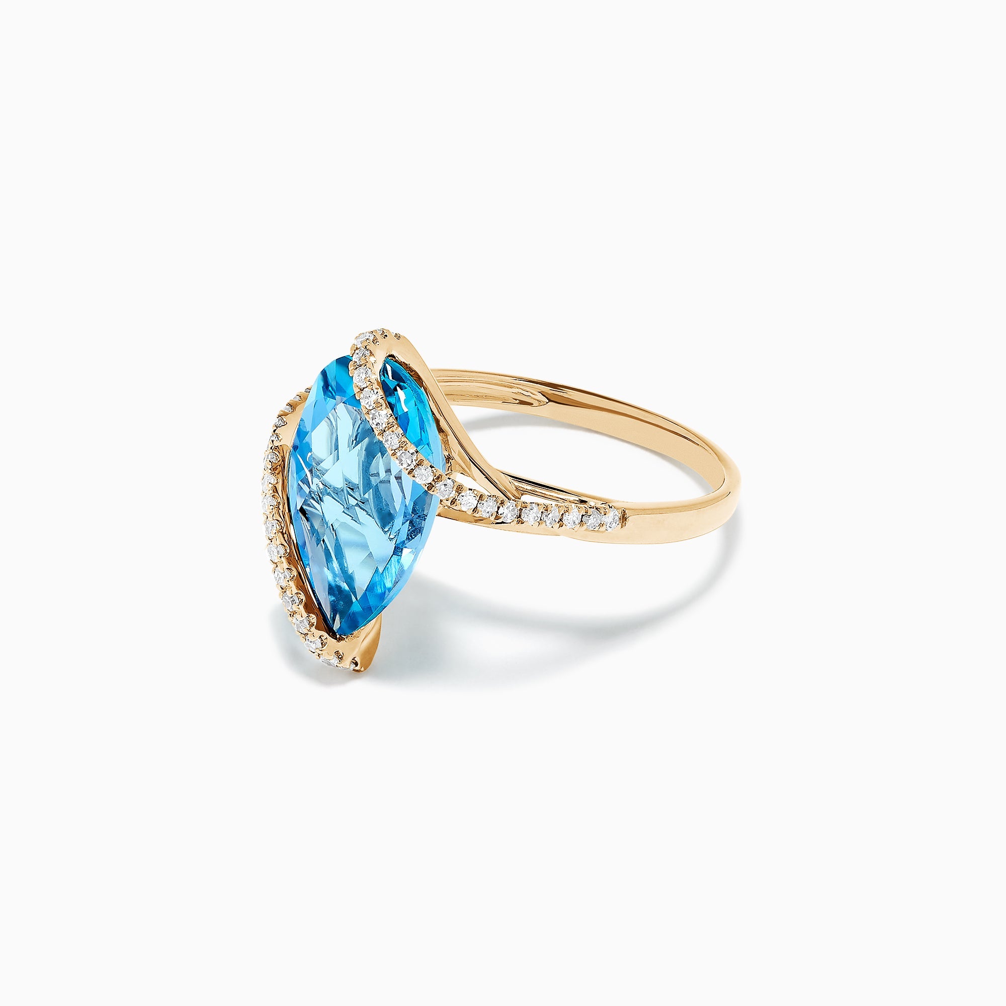 Ocean Bleu 14K Yellow Gold Blue Topaz and Diamond Ring, 6.28 TCW