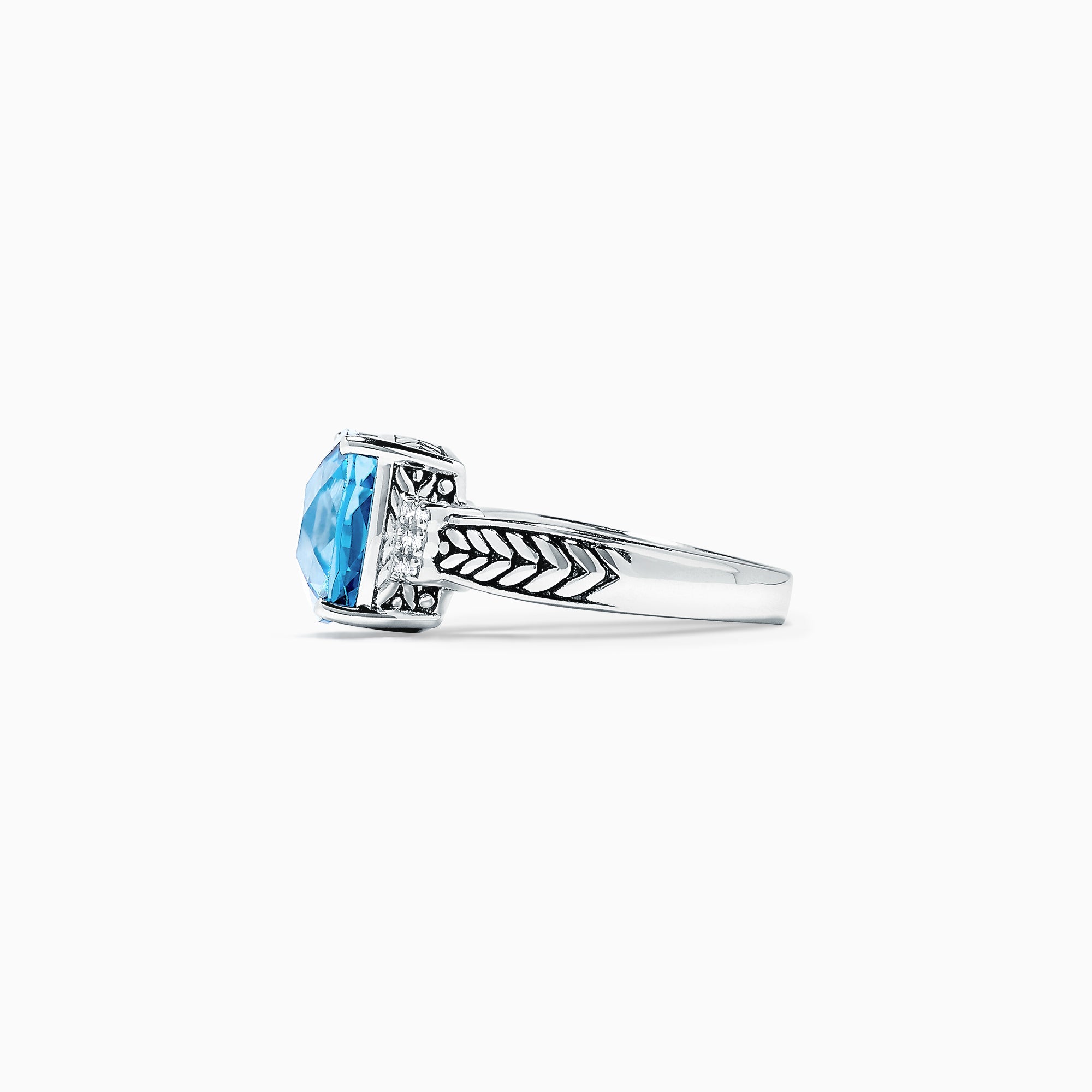 925 Sterling Silver Blue Topaz and Diamond Ring, 5.05 TCW