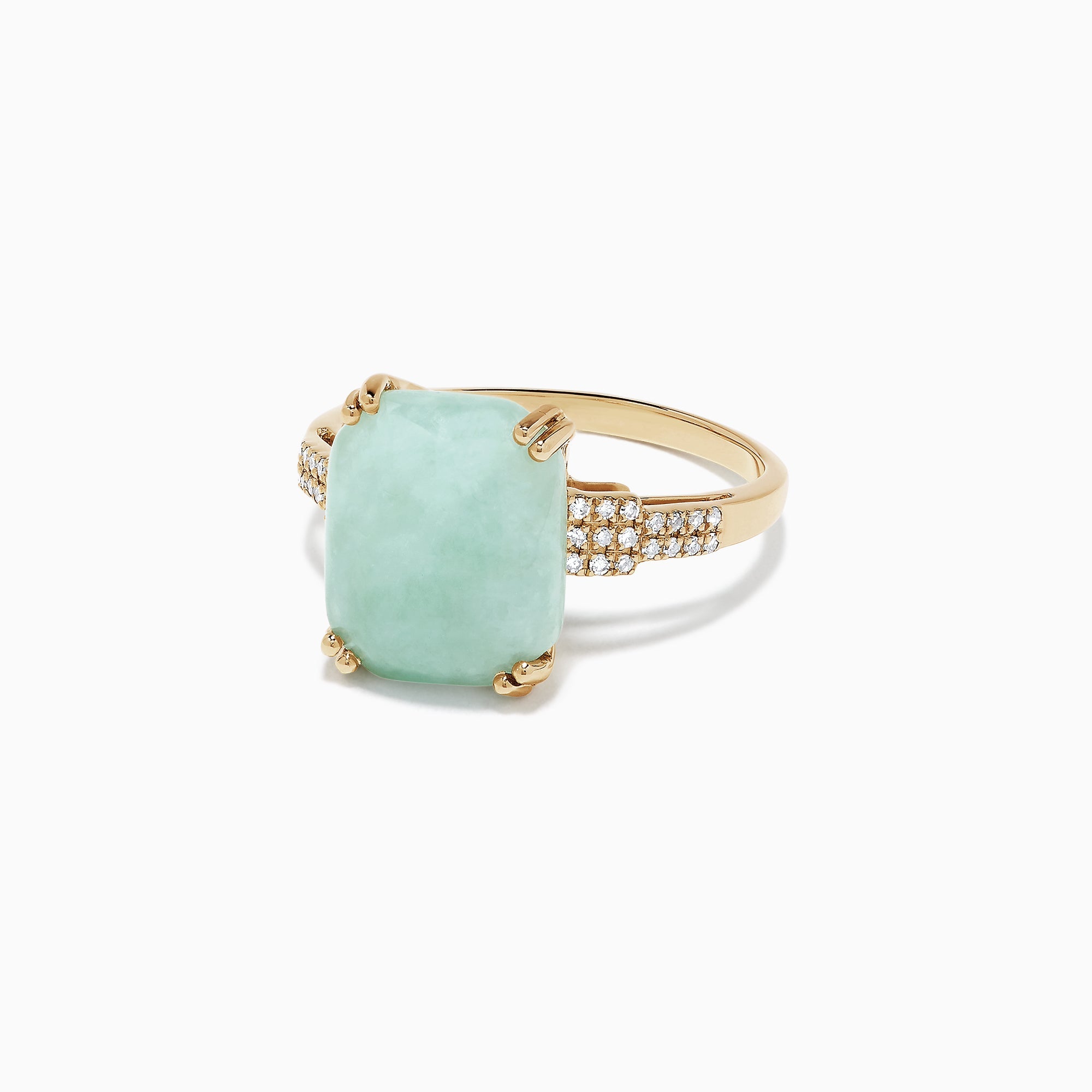 14K Yellow Gold Jade and Diamond Ring, 6.81 TCW