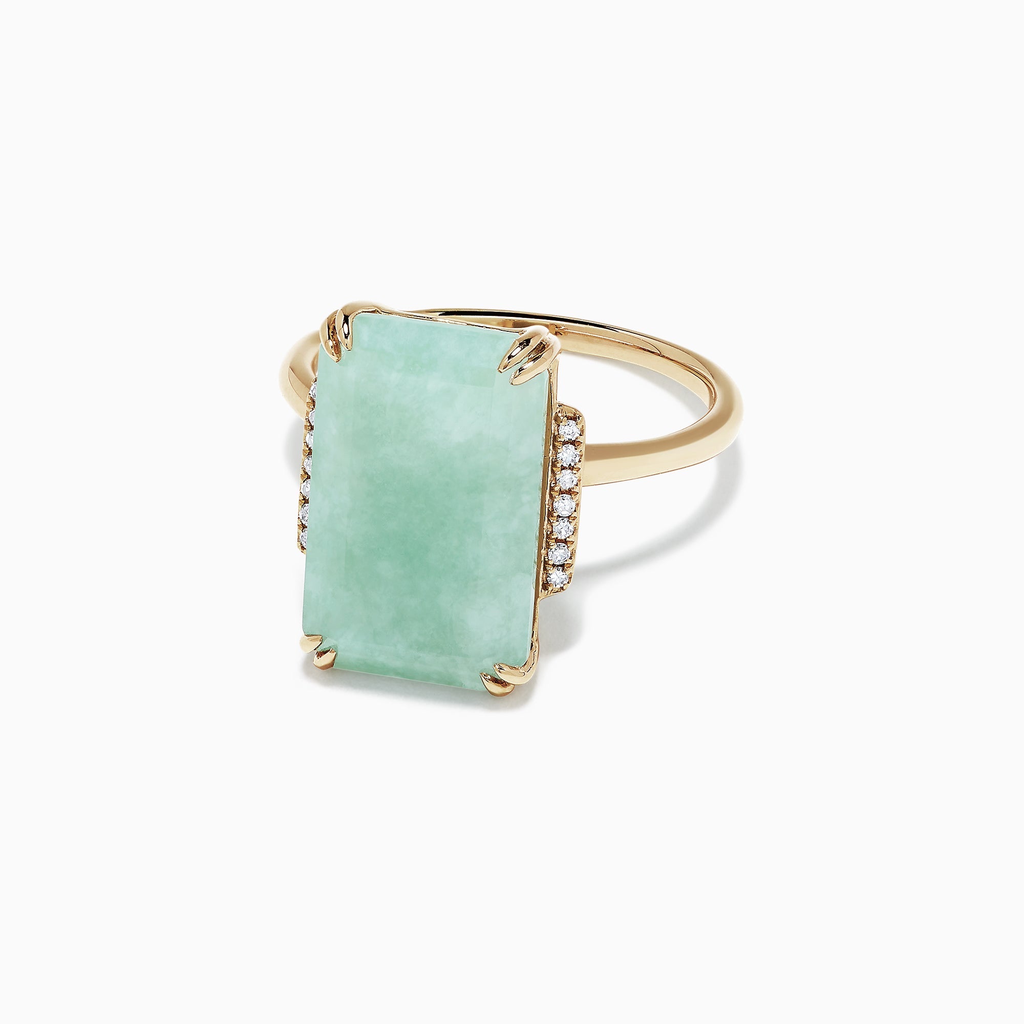 14K Yellow Gold Jade and Diamond Ring, 11.56 TCW