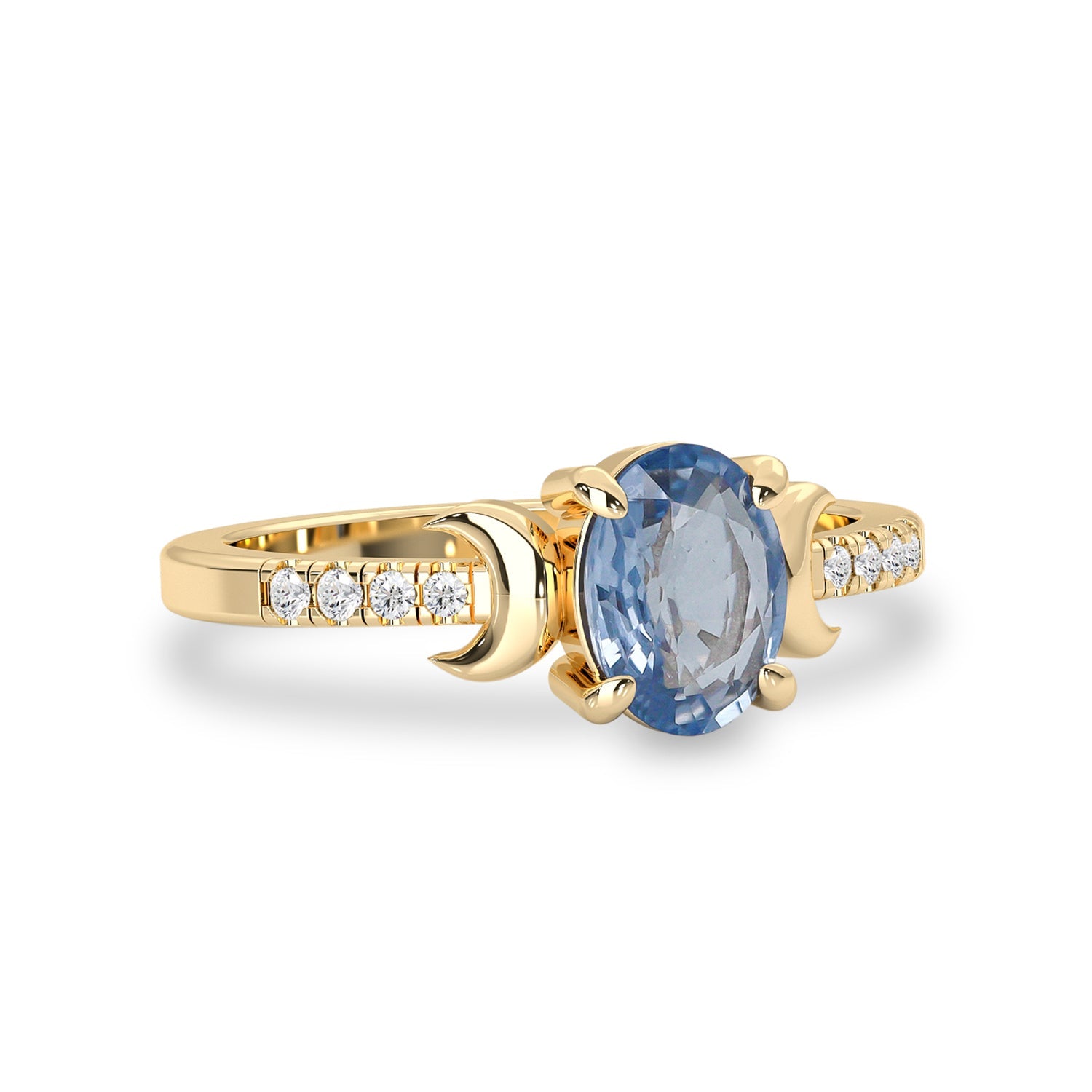 Whistler Doom Moon Blue Sapphire Engagement Ring, Pavé